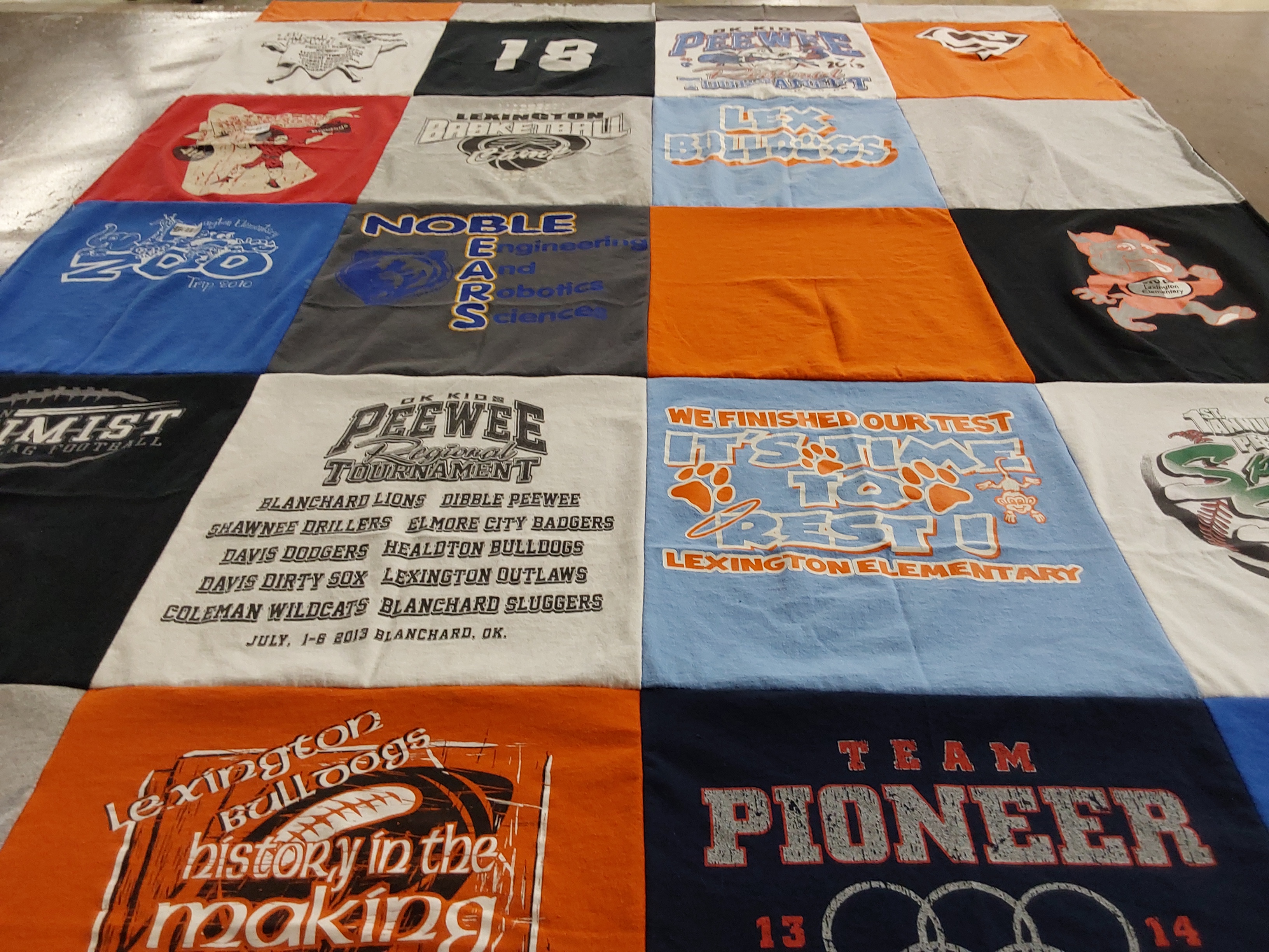 T-shirt quilt featuring blanchard lions, davis dirty sox by Misty from OK