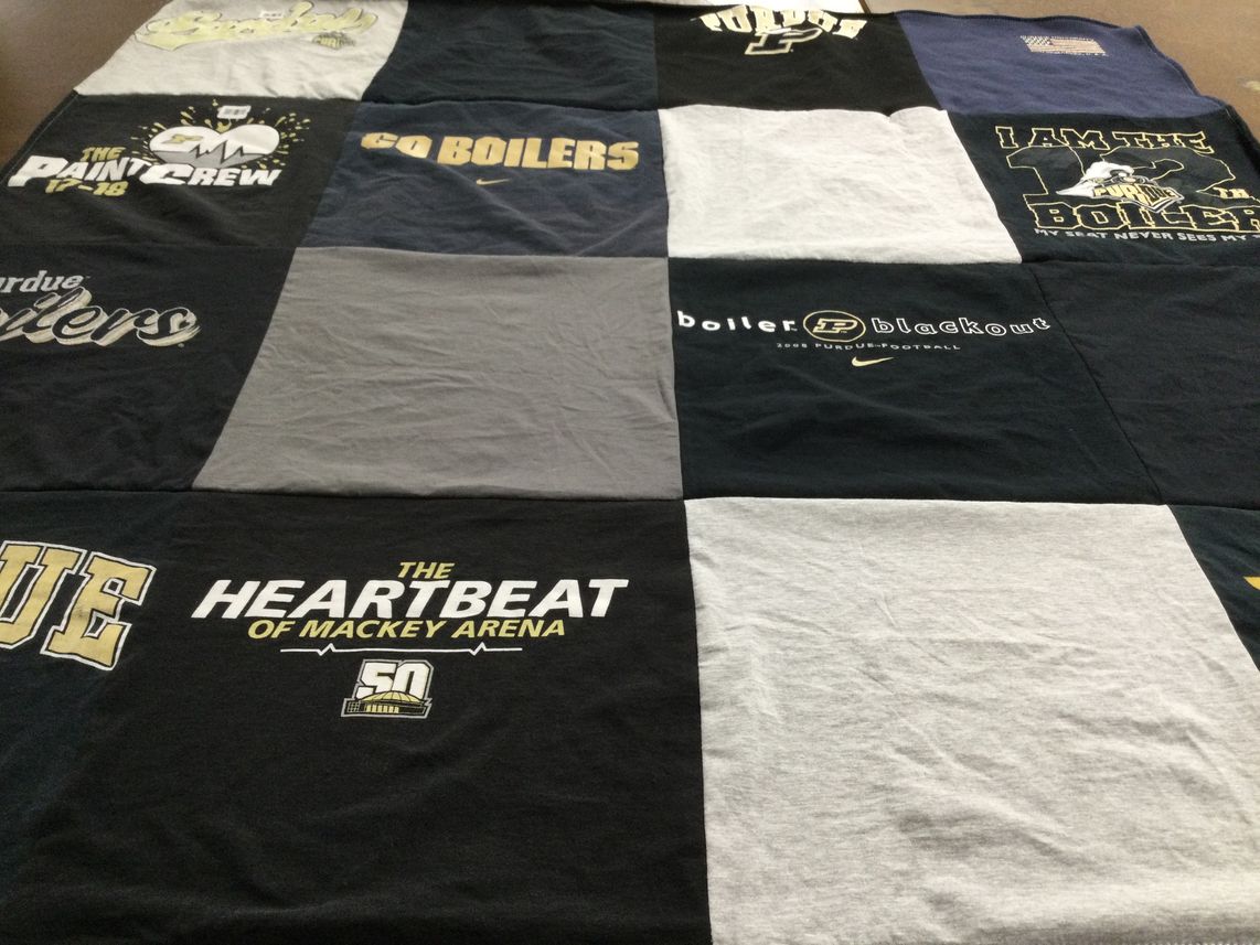 T-shirt quilt featuring purdue university football, purdue university basketball by Lisa from IN