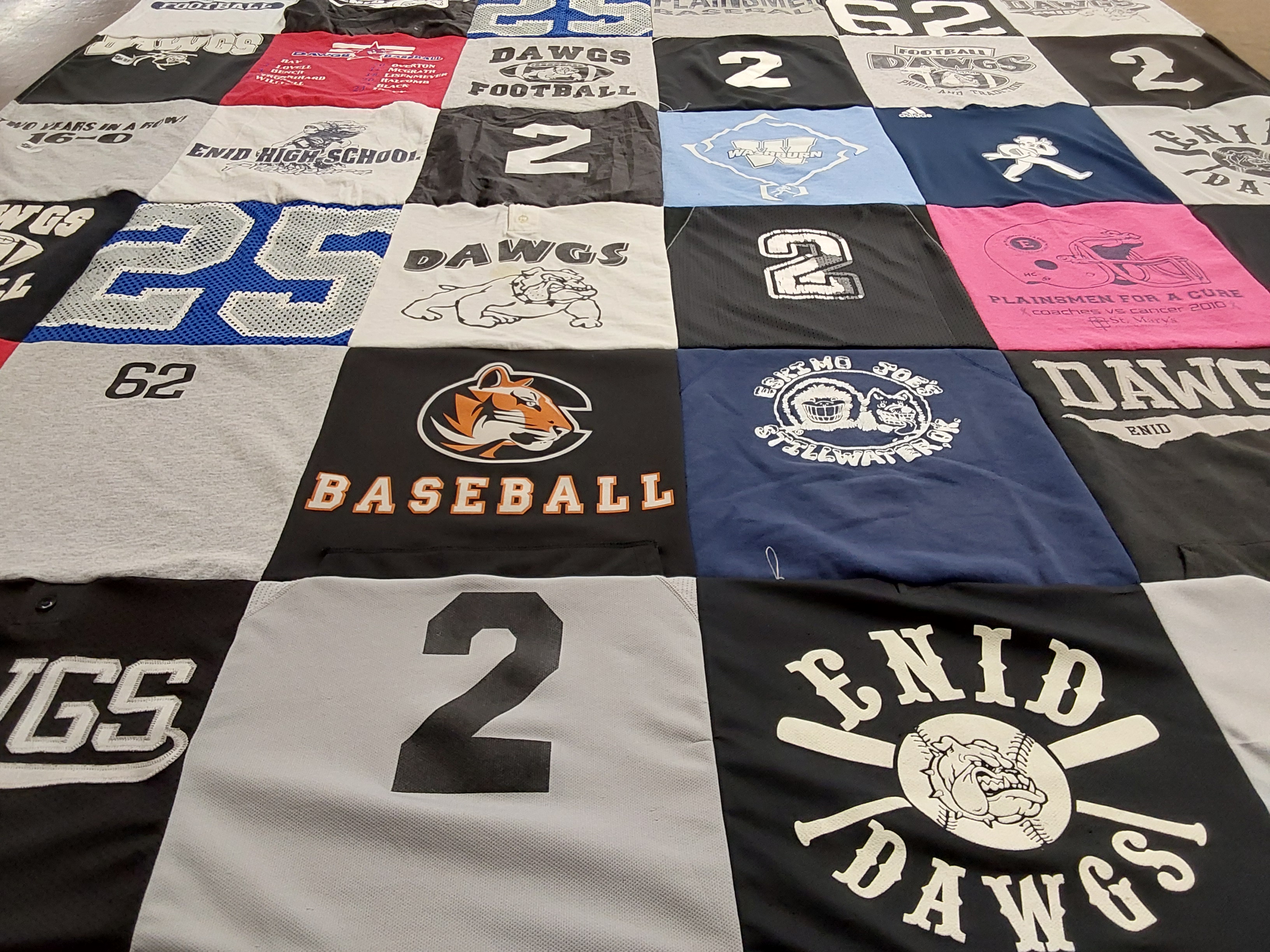 T-shirt quilt featuring enid high school baseball team by CINDY from OK