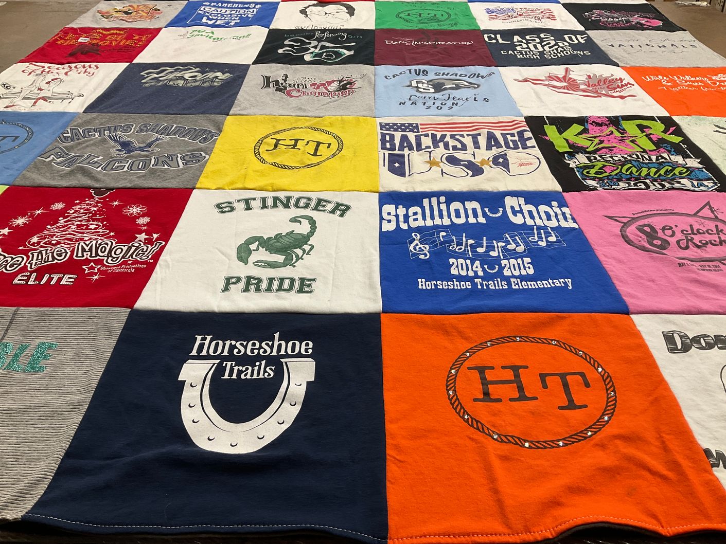 T-shirt quilt featuring cactus shadows falcons by Nancy from AZ