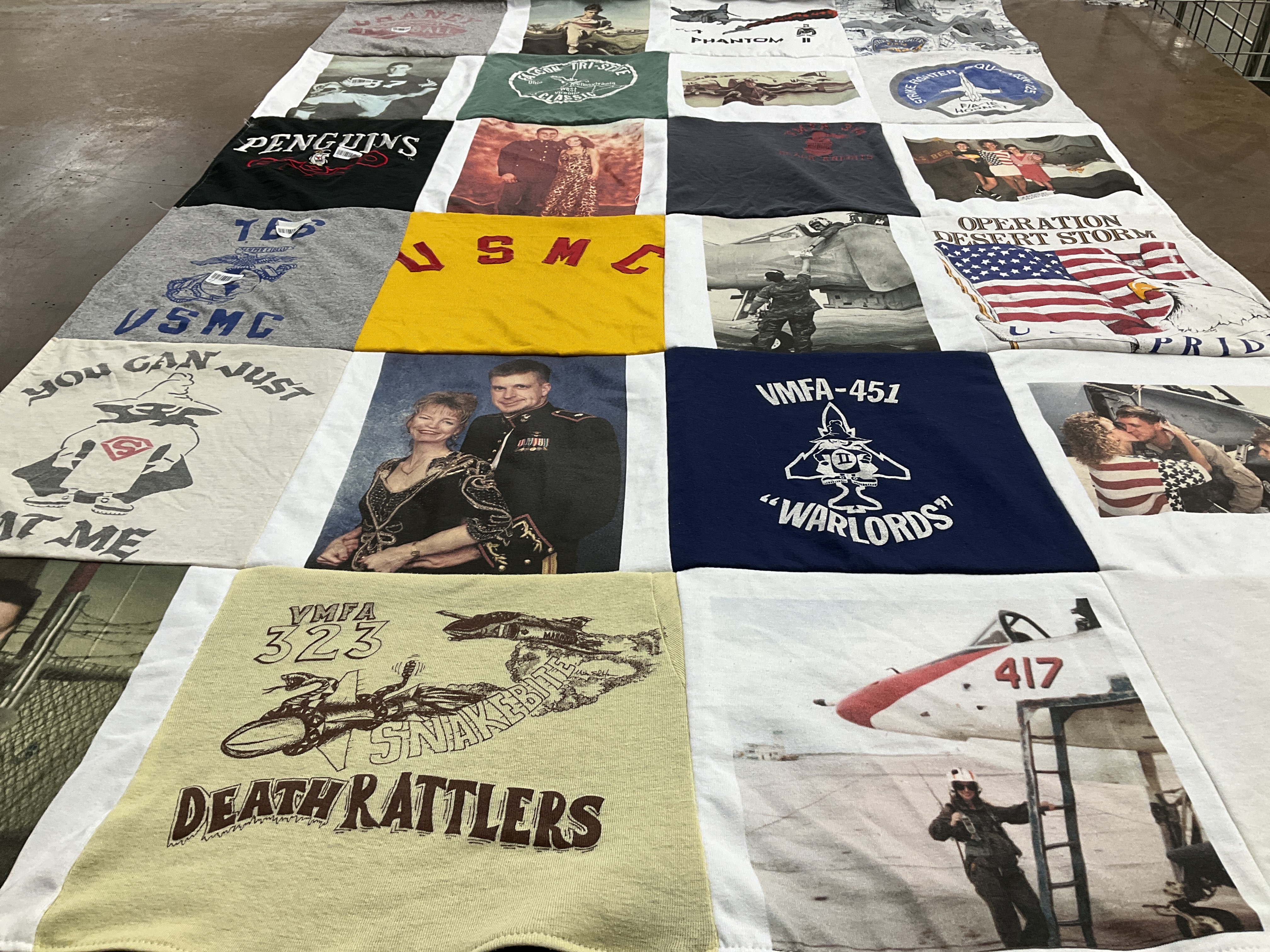 T-shirt quilt with military, aviation themes by Robert from CA