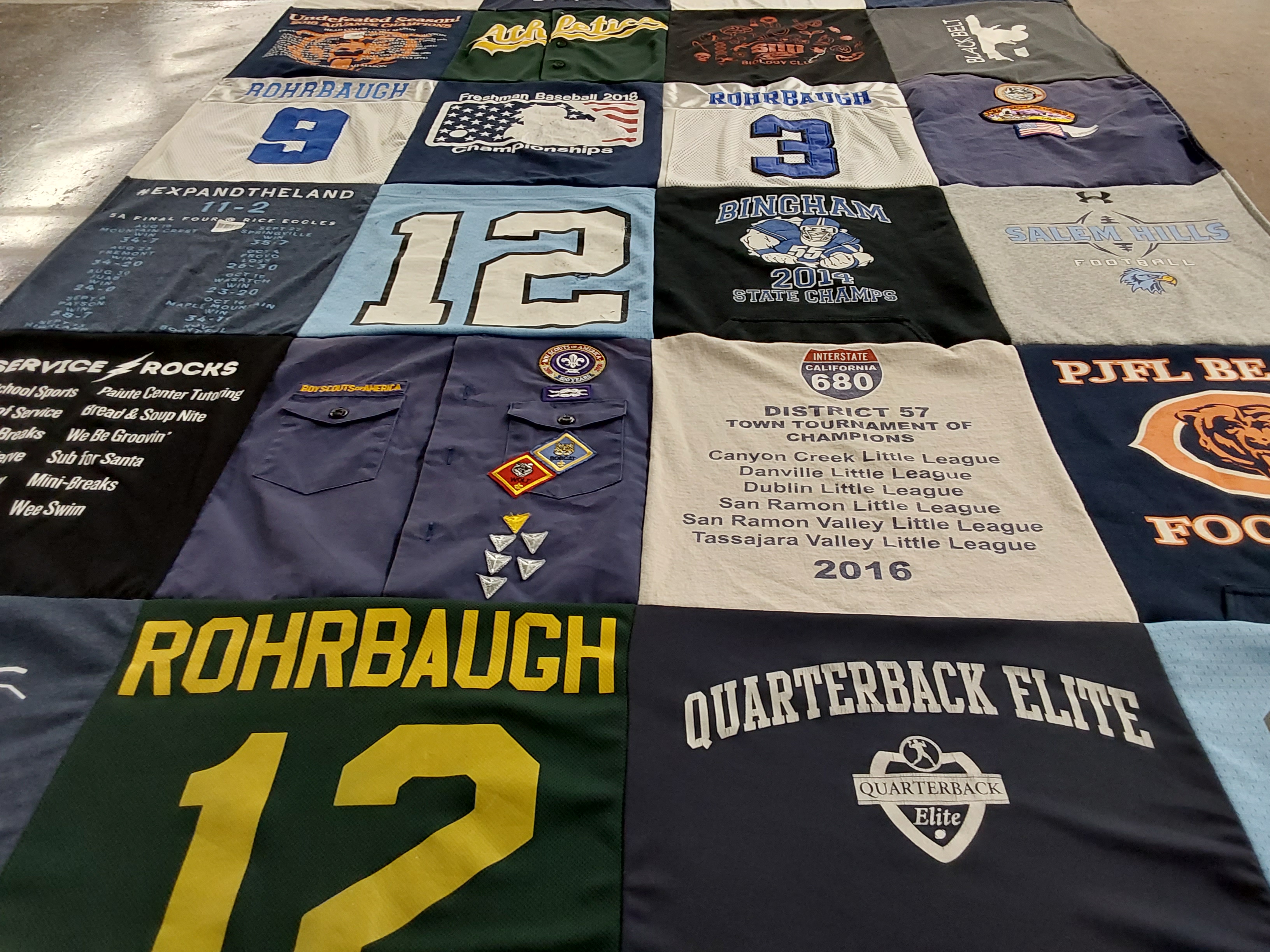 T-shirt quilt featuring pjfl bears by Julie from UT