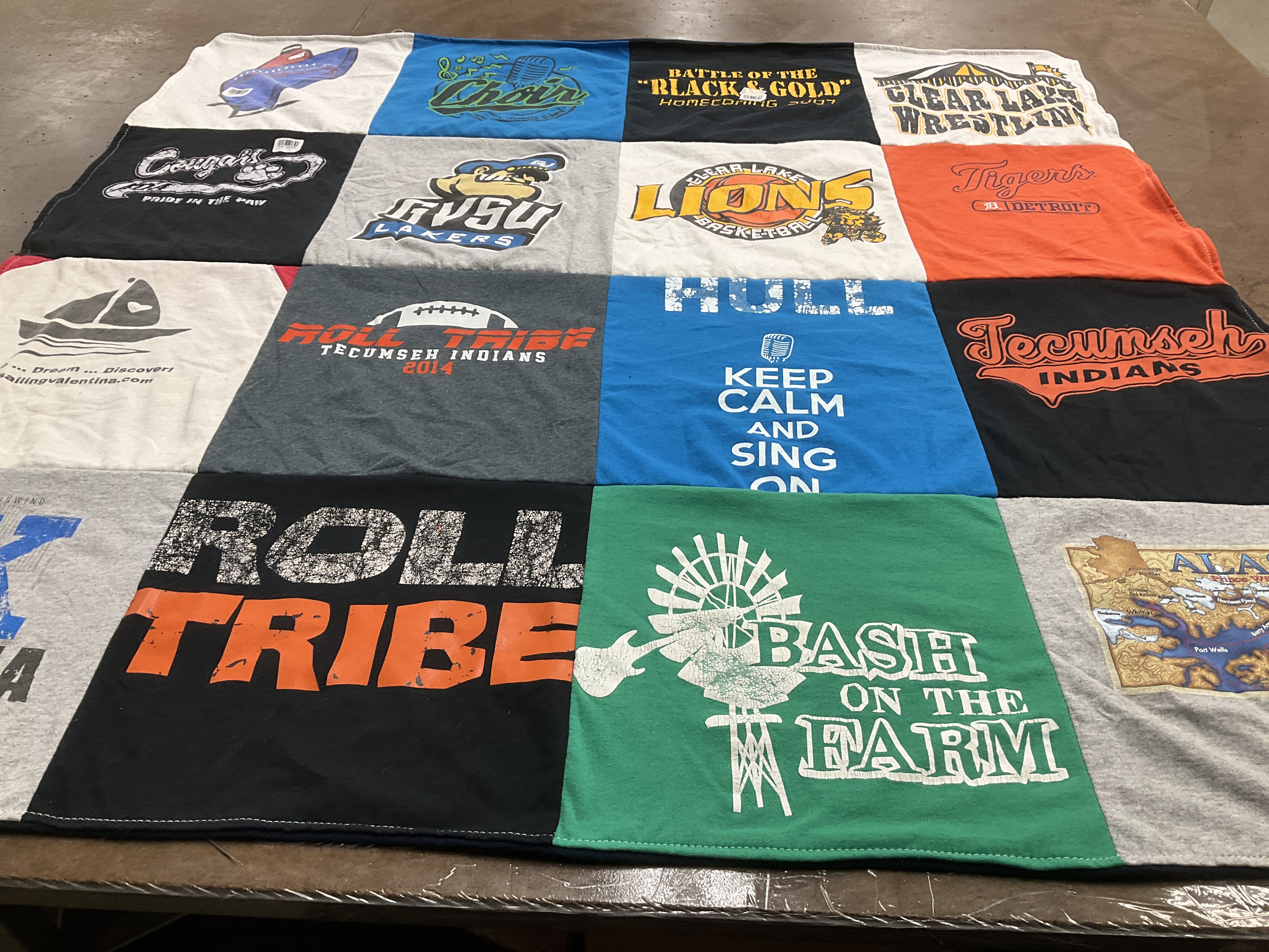 T-shirt quilt featuring lions, indians by Gina from AL