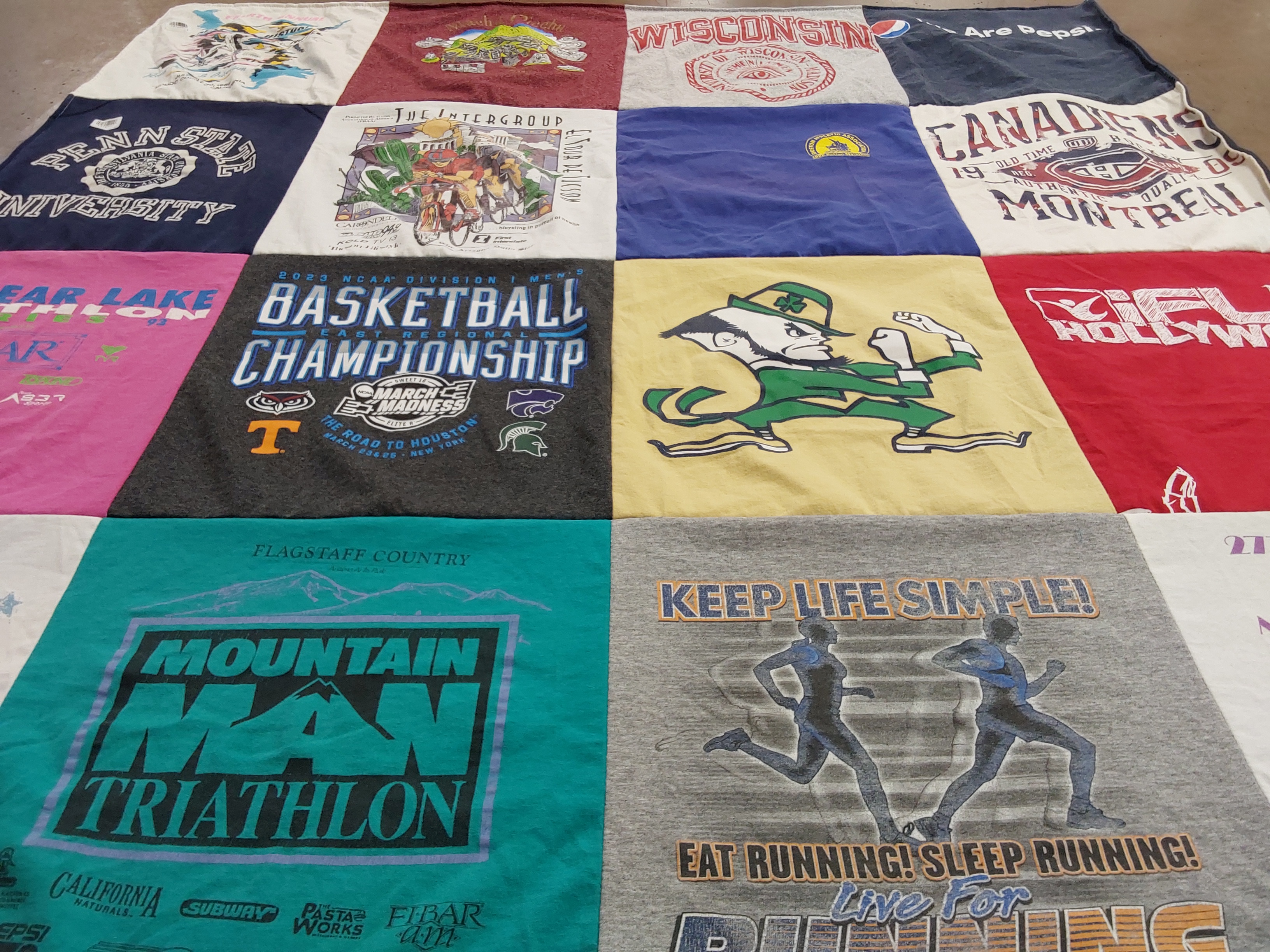 T-shirt quilt from penn state university, university of wisconsin by Tamie from WA