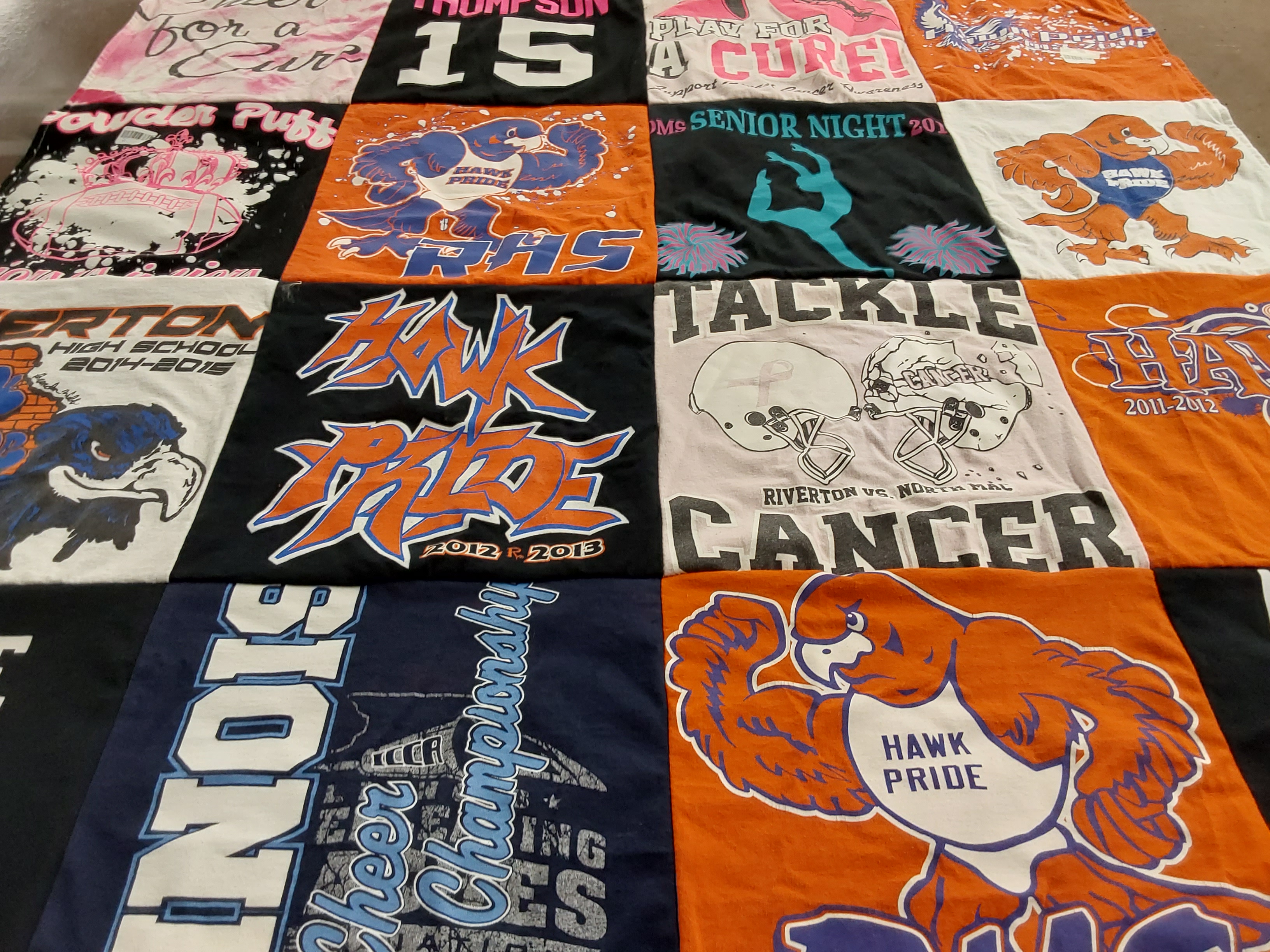 T-shirt quilt featuring riverton high school football team by Karlee from IL