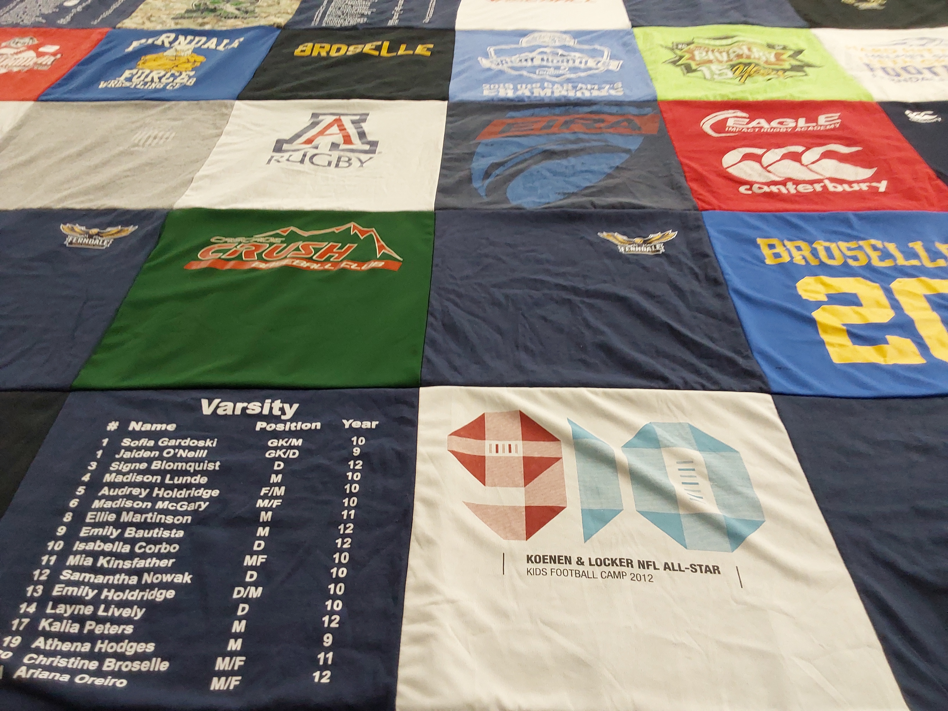 T-shirt quilt featuring crush rugby club by Jacqueline from WA