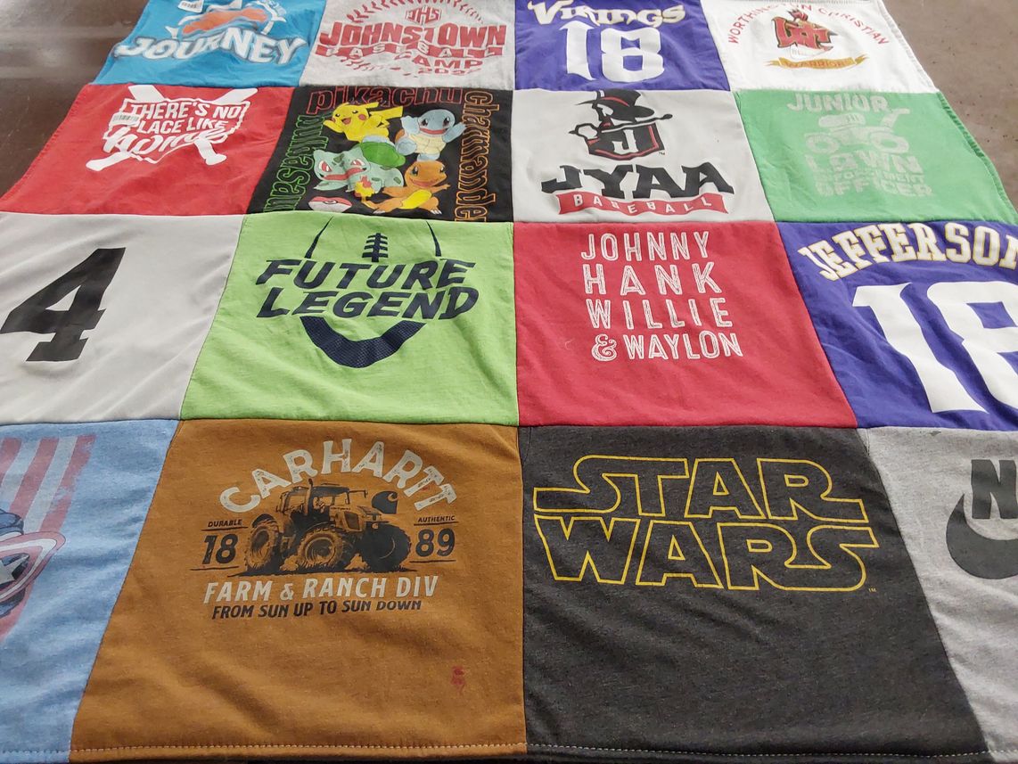 T-shirt quilt featuring vikings by Belenda from OH