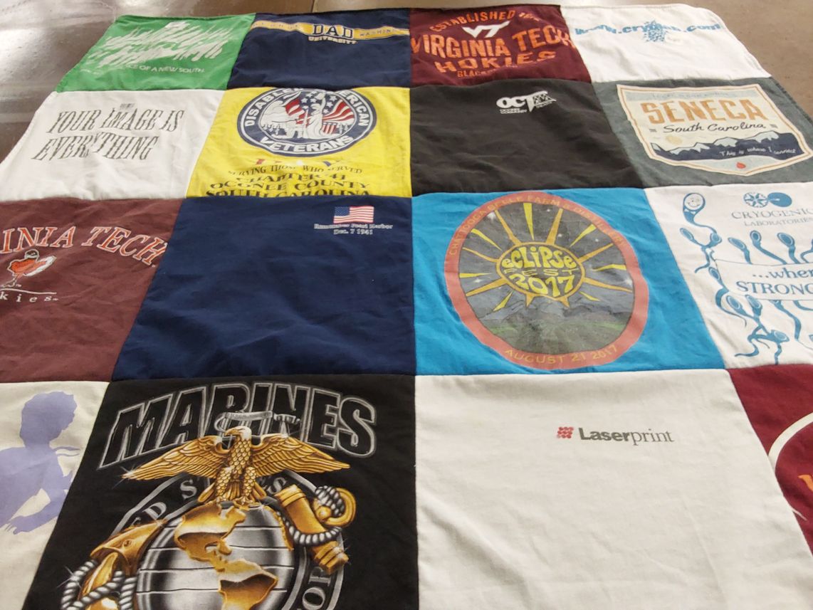 T-shirt quilt from virginia tech university by Rose from SC