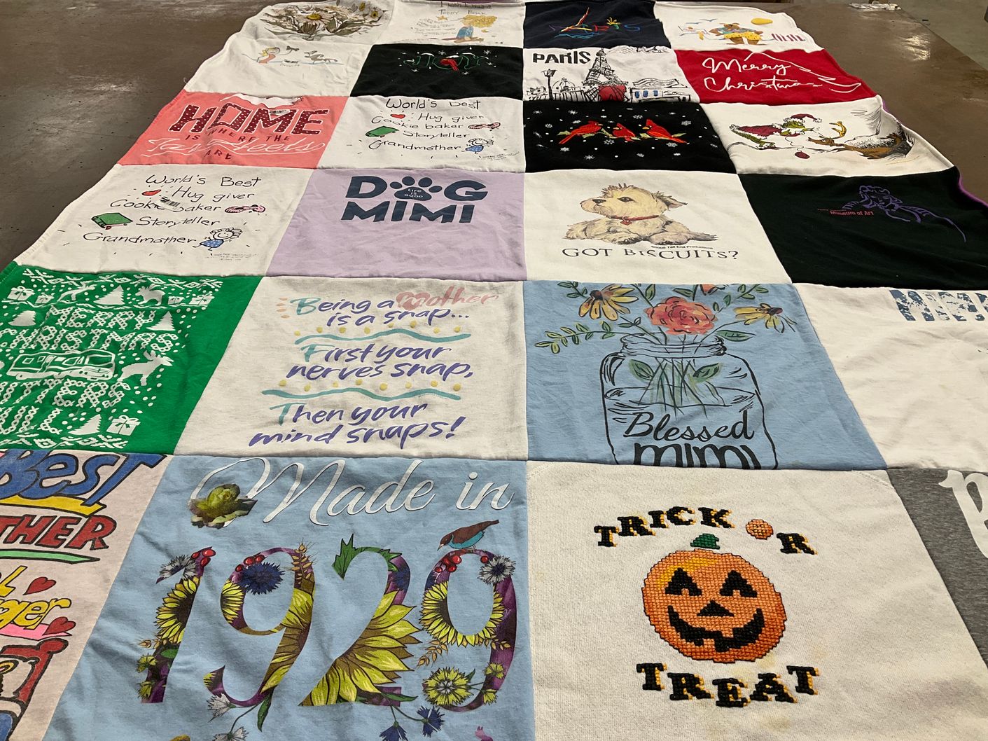 T-shirt quilt with sewing, quilting themes by Kristen from NC