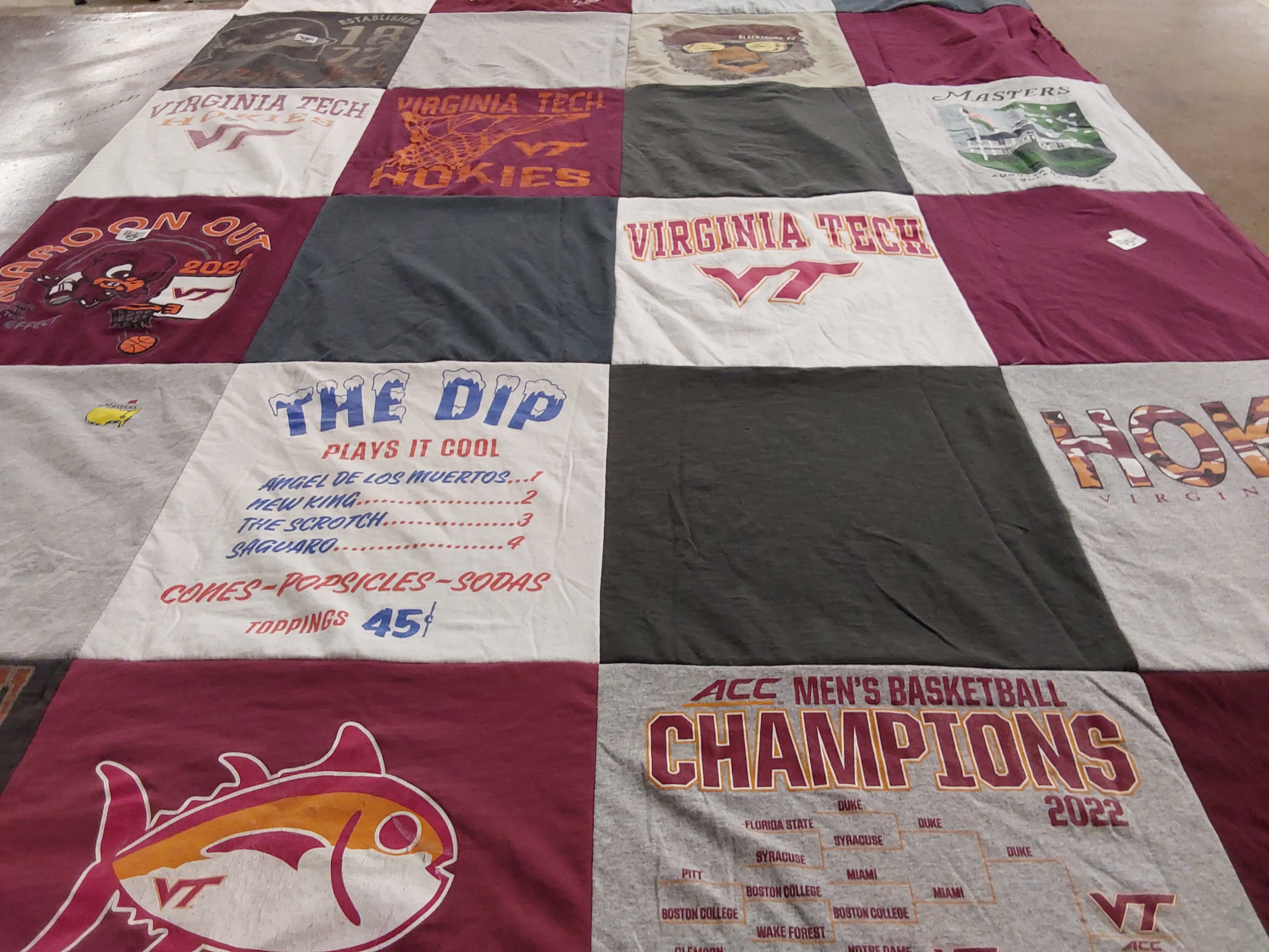 T-shirt quilt featuring virginia tech hokies by Tom from VA