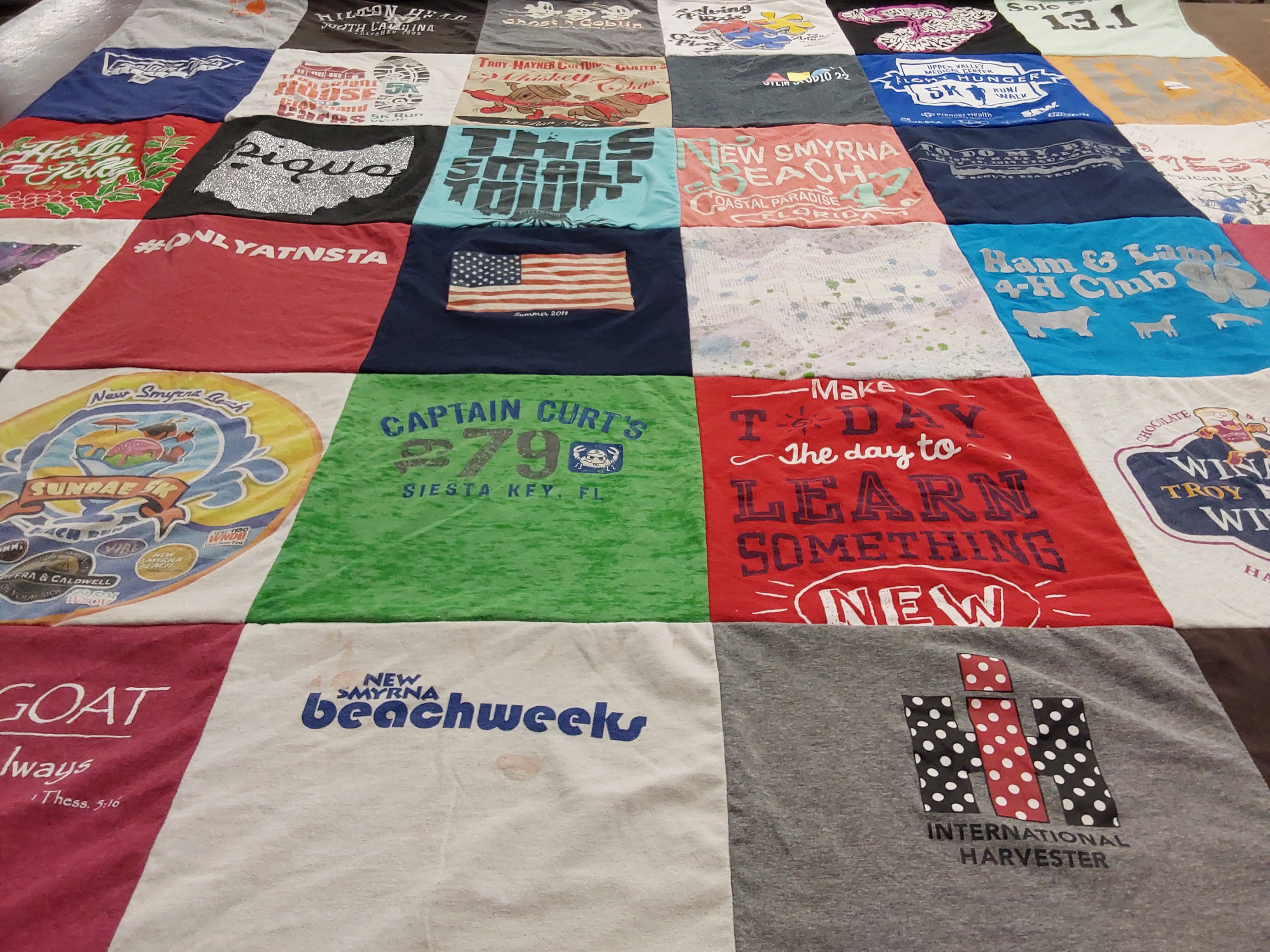 T-shirt quilt with beach, learning themes by Jennifer from OH
