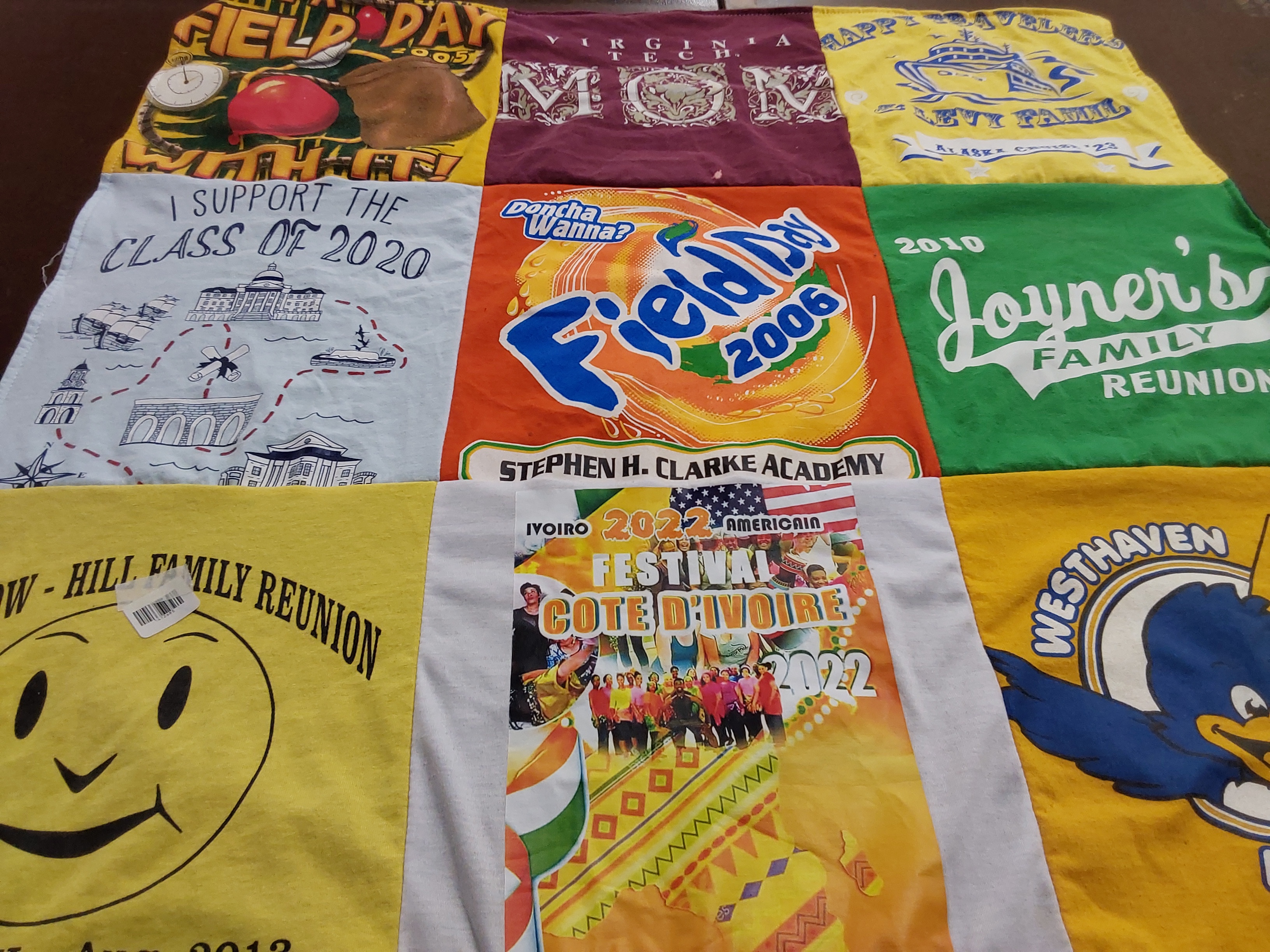 T-shirt quilt featuring westhaven university by Dale from VA