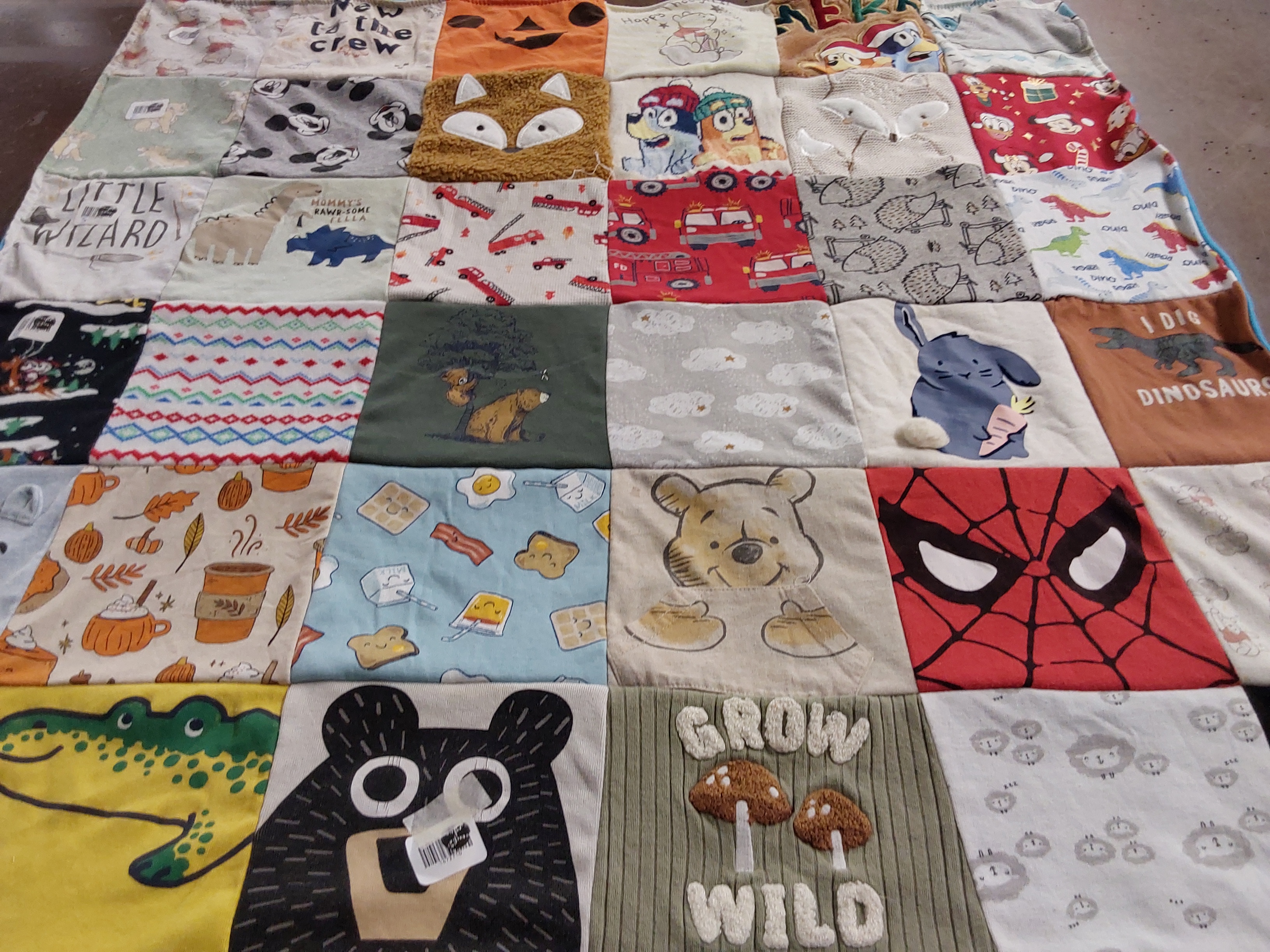 T-shirt quilt with animals, cartoons themes by Brittney from NM