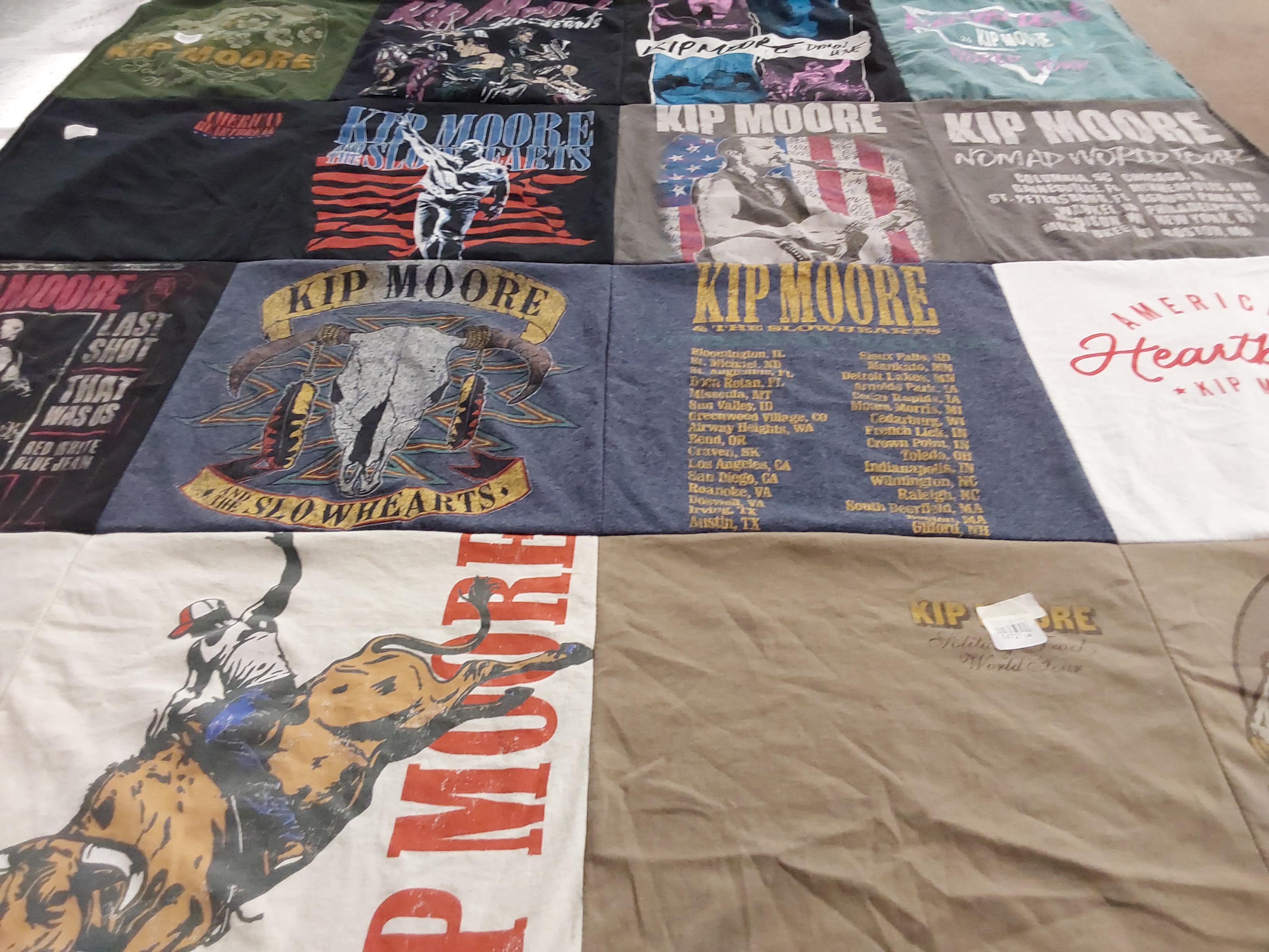 T-shirt quilt with country music, concerts themes by Nicolle from OR