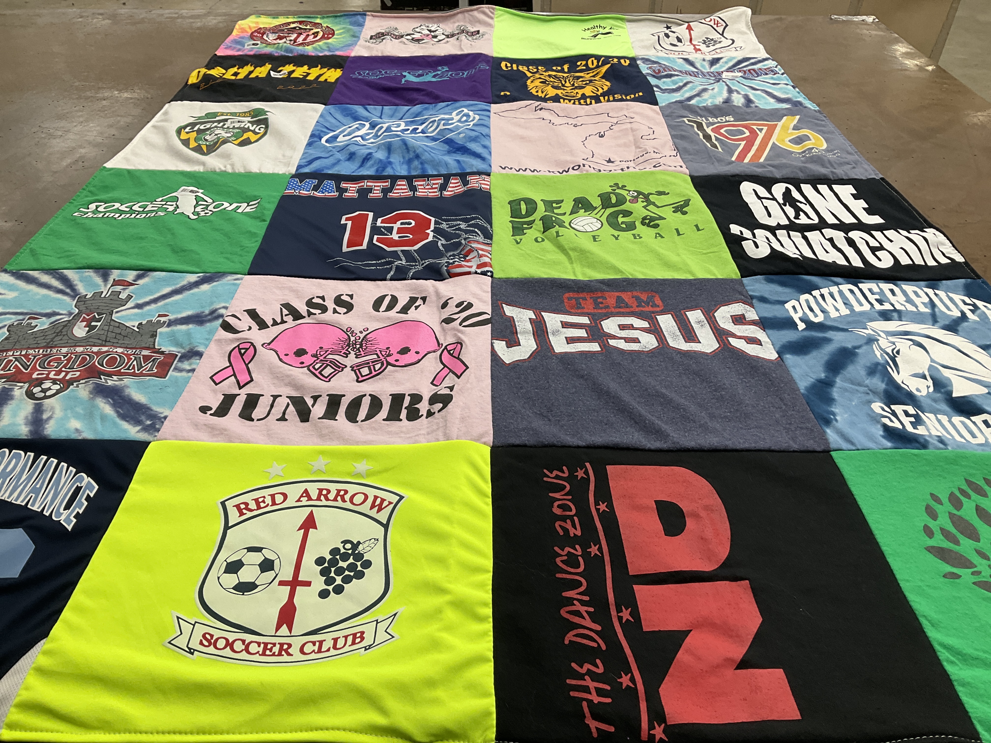 T-shirt quilt with sports, volleyball themes by Amanda from NC