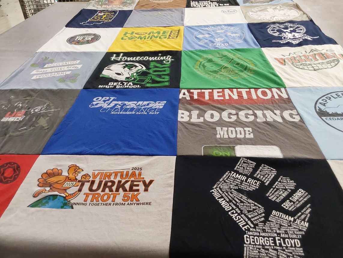 T-shirt quilt from delta high school by Tiffany from CO