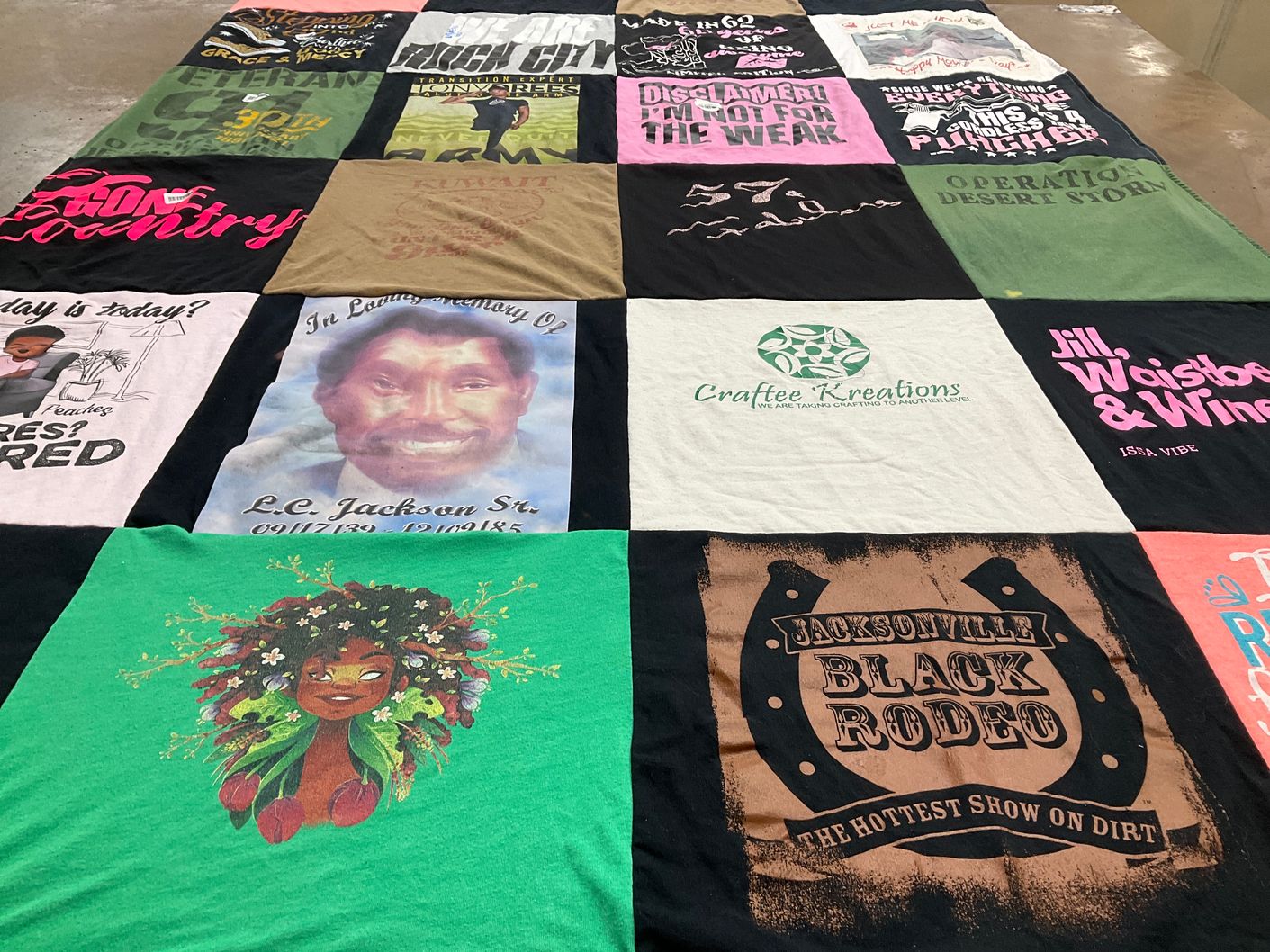 T-shirt quilt with country, music themes by vickie from FL