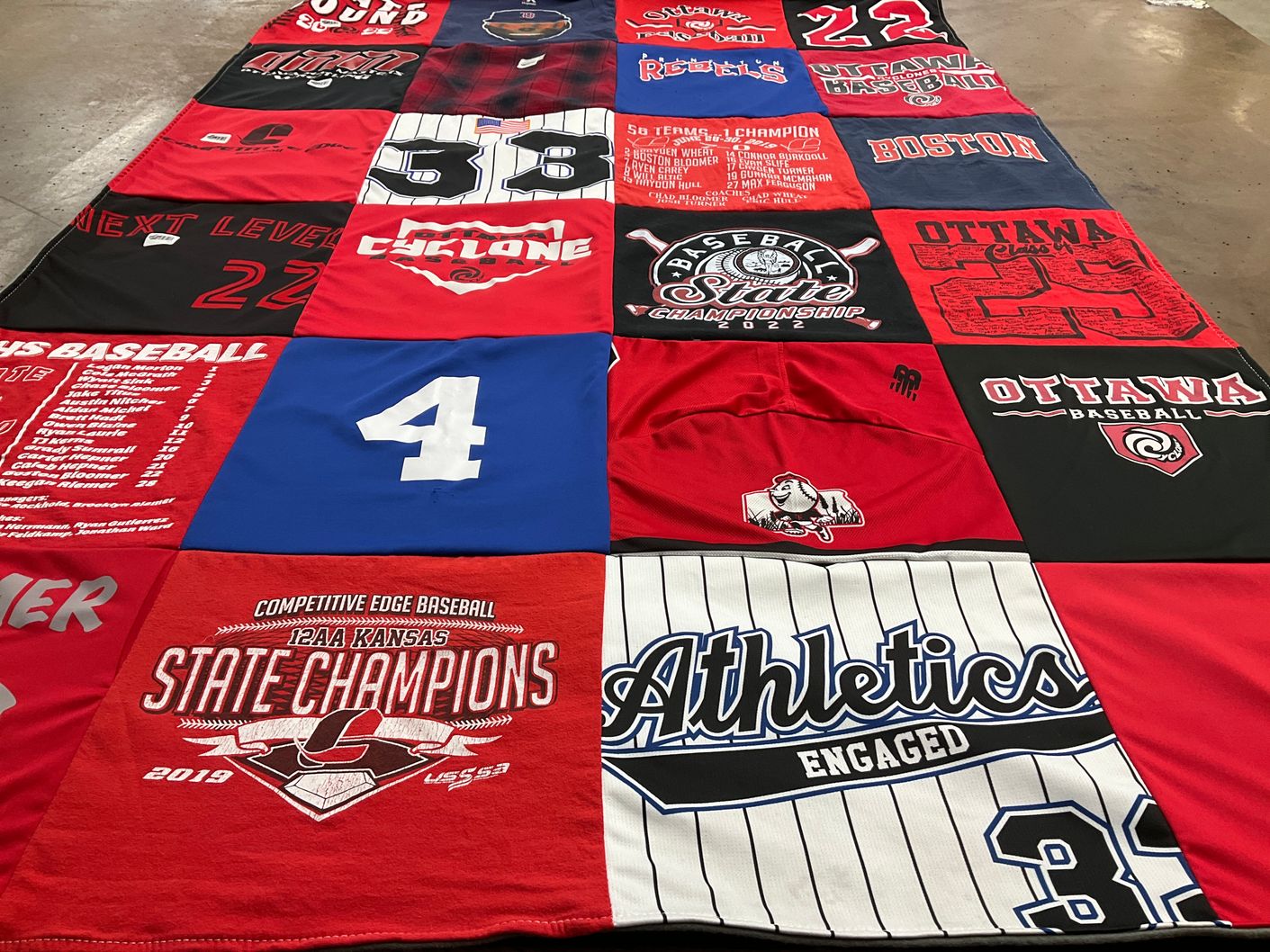 T-shirt quilt from ottawa university by Kari from KS