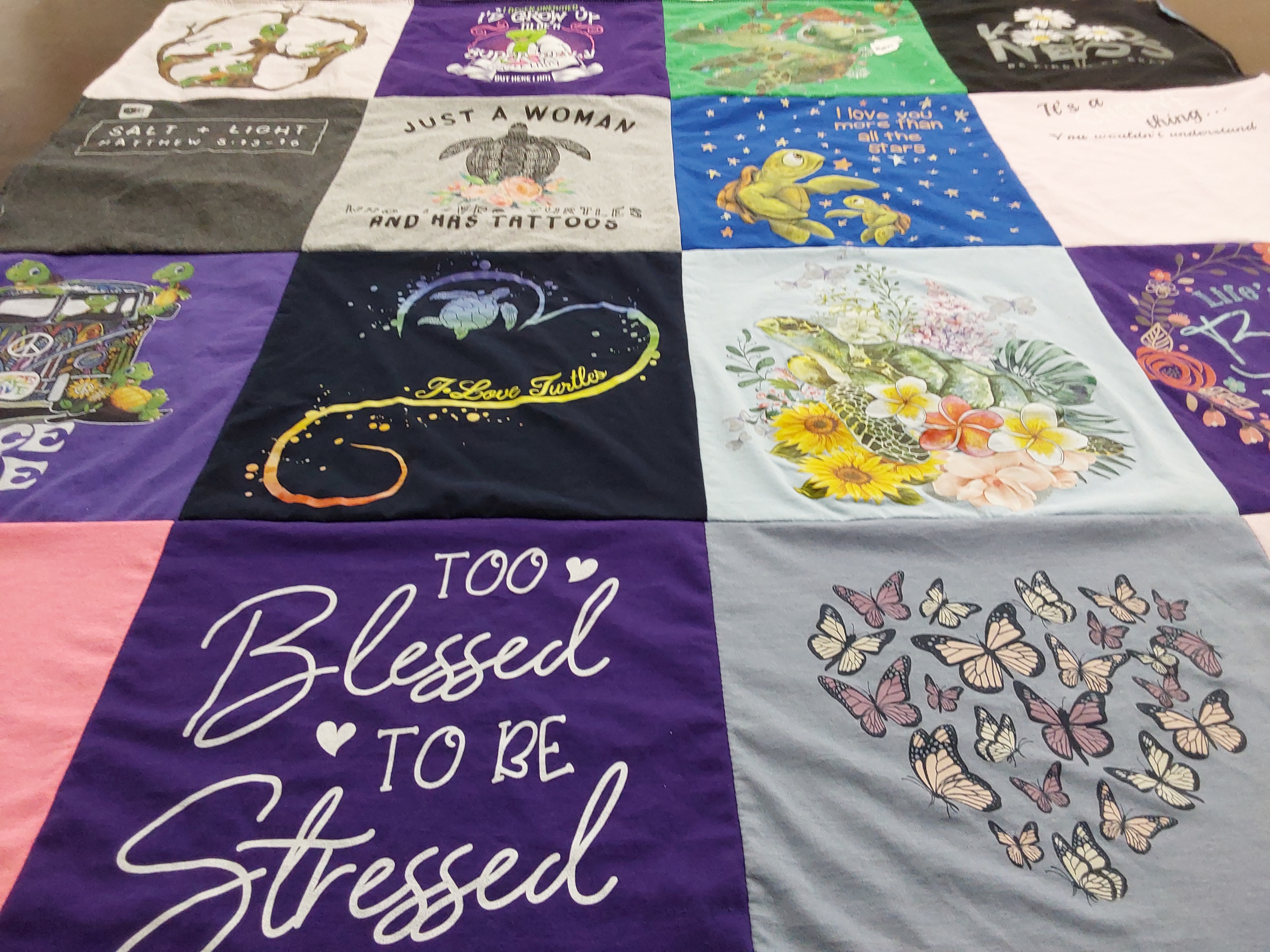 T-shirt quilt with nature, wildlife themes by Cheryl from TX