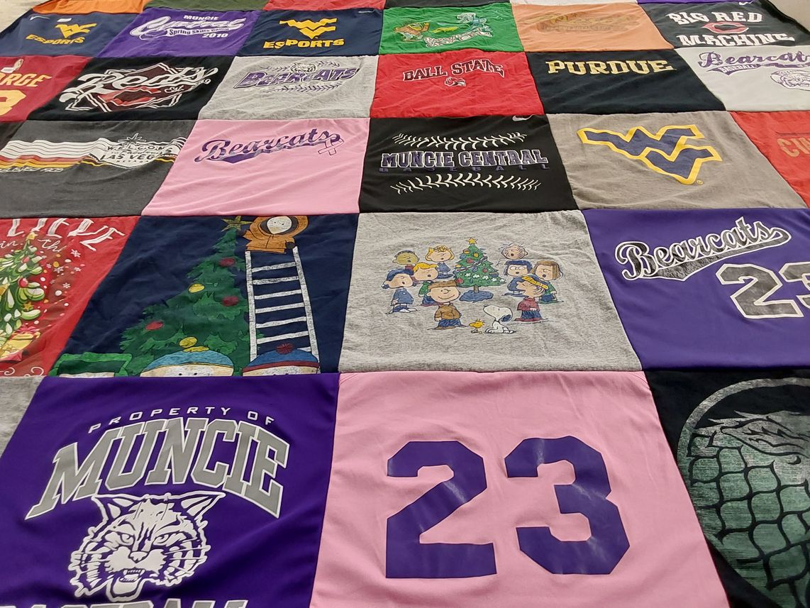 T-shirt quilt featuring bearcats by Kendra from IN