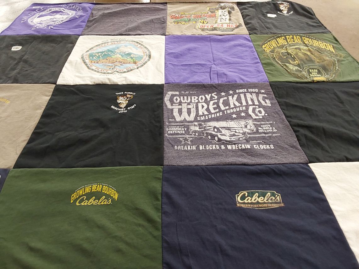 T-shirt quilt with outdoors, hunting themes by Tanya from NM