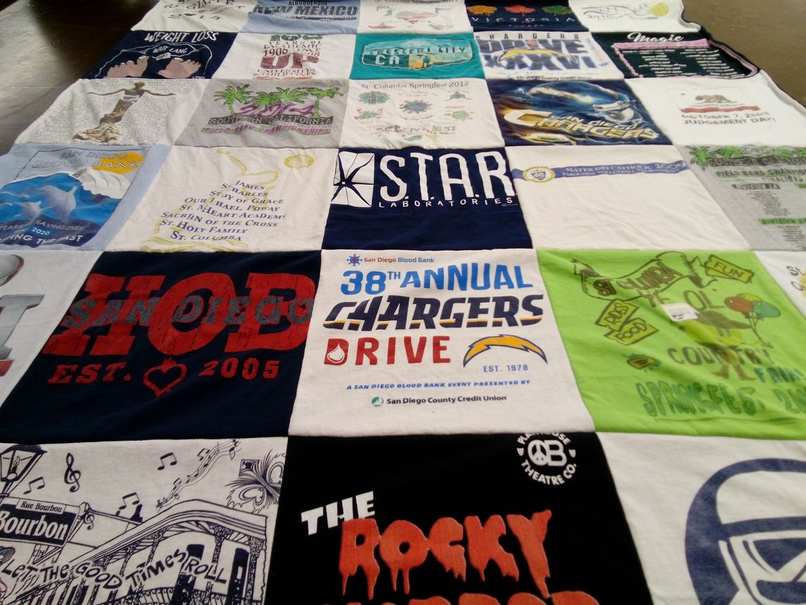 T-shirt quilt featuring los angeles chargers by Liza from CA