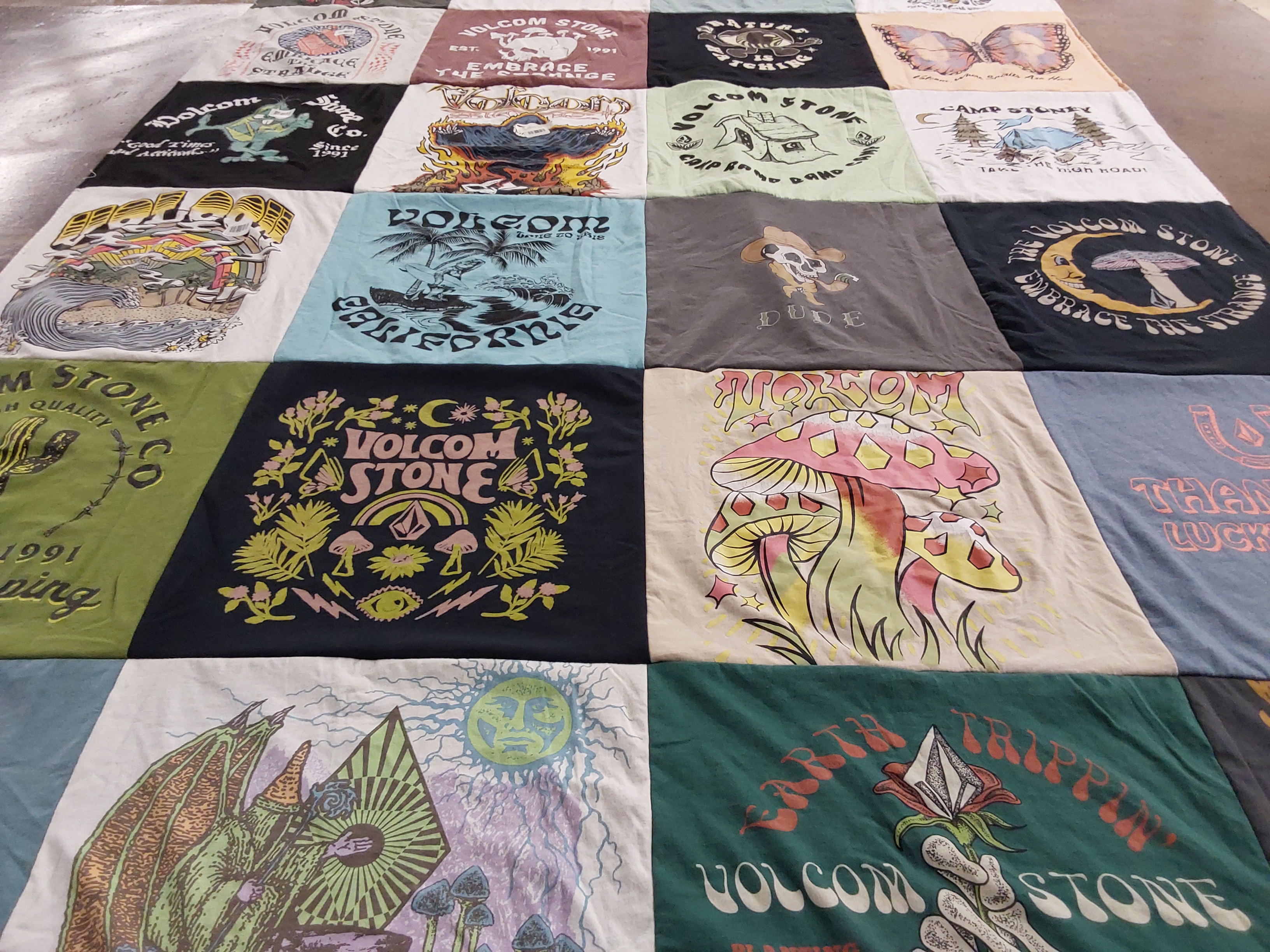 T-shirt quilt with surfing, skateboarding themes by Monet from NV