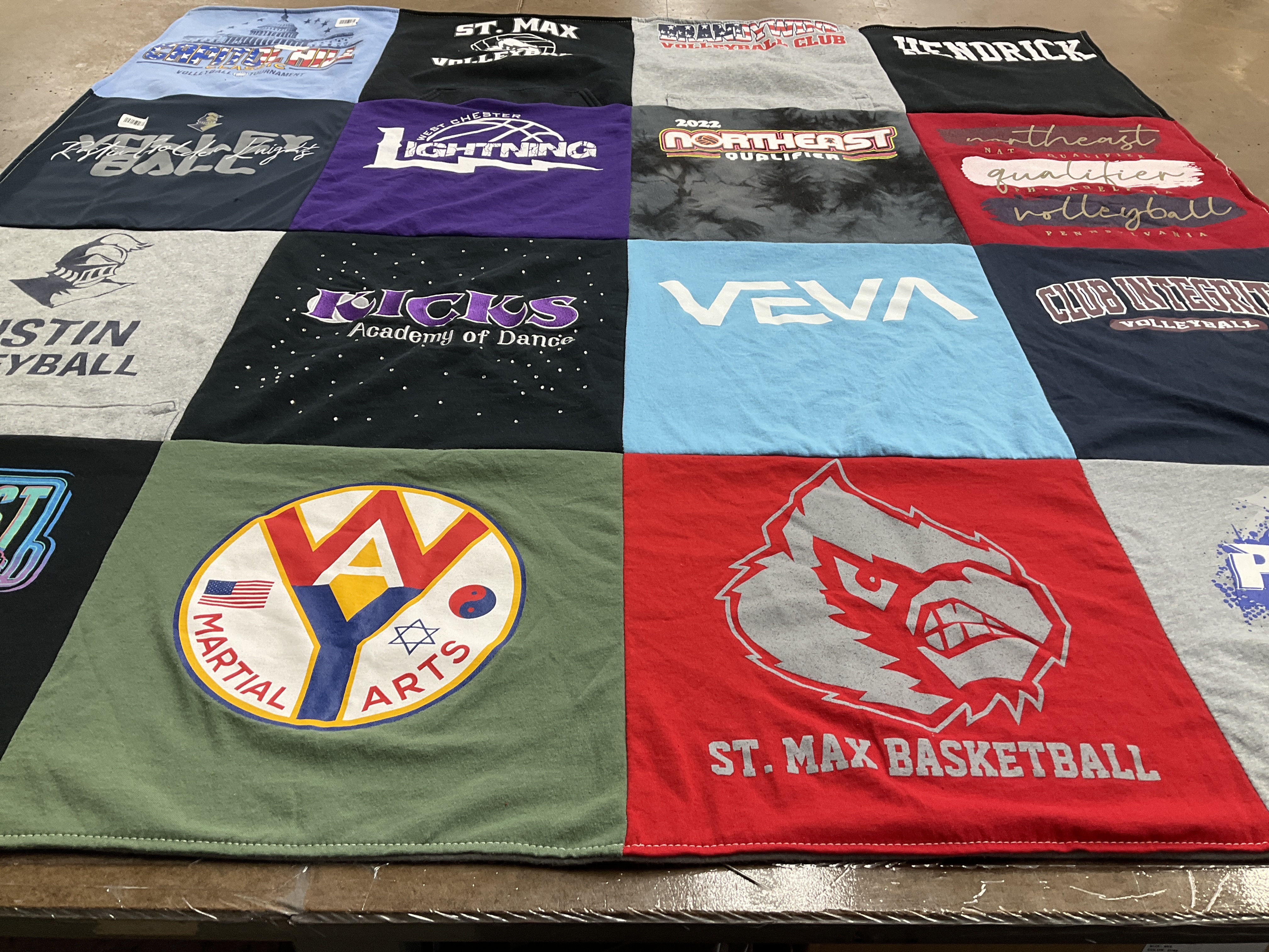 T-shirt quilt featuring st. max basketball, austin volleyball by Laura from PA