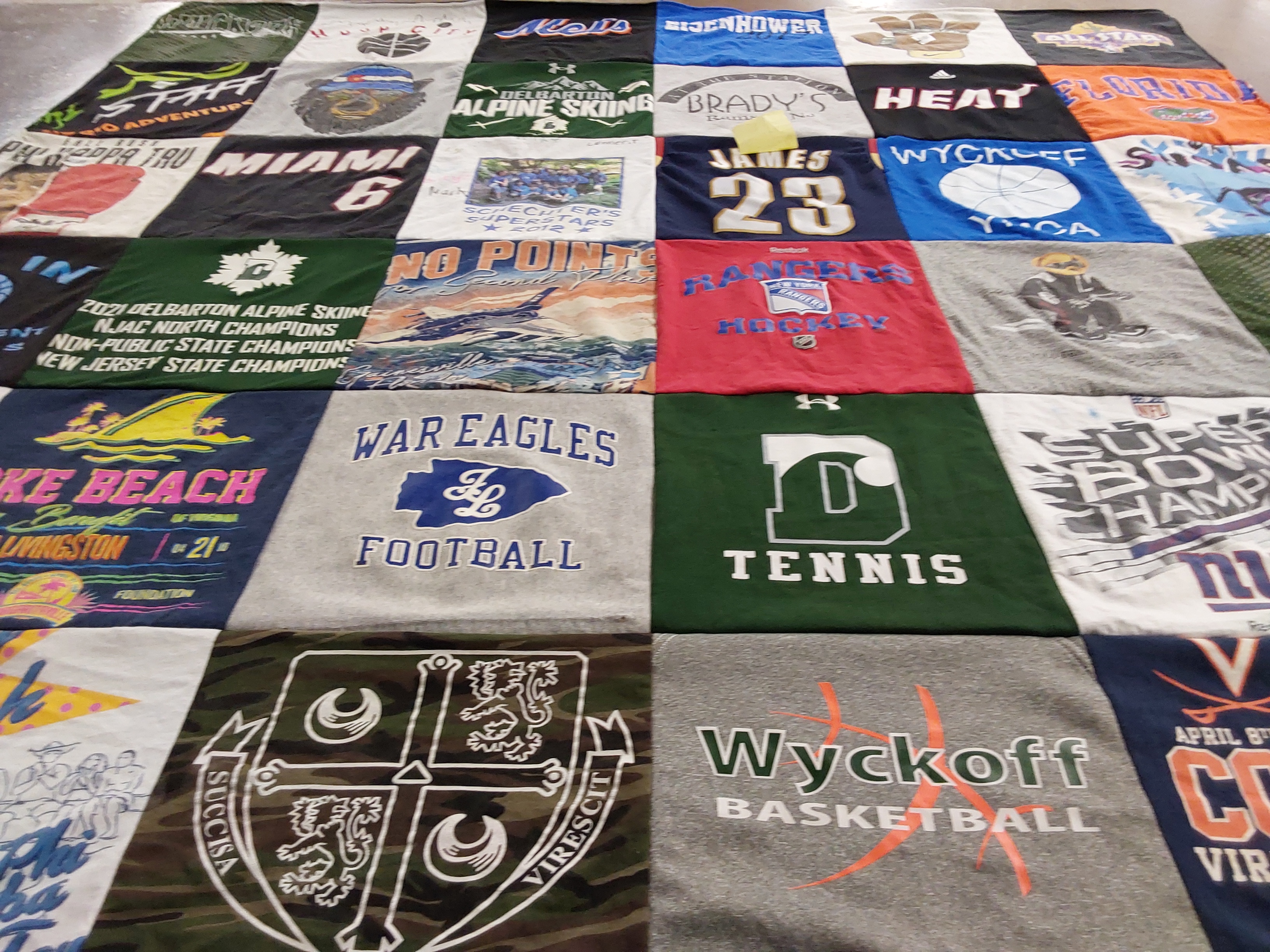 T-shirt quilt featuring wyckoff basketball team, alpine skiing team by Donna from NJ