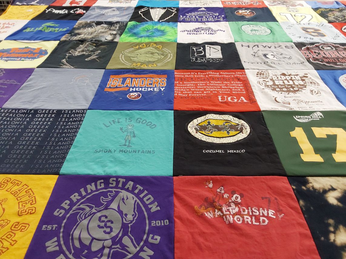 T-shirt quilt featuring spring station teams by Christina from TN