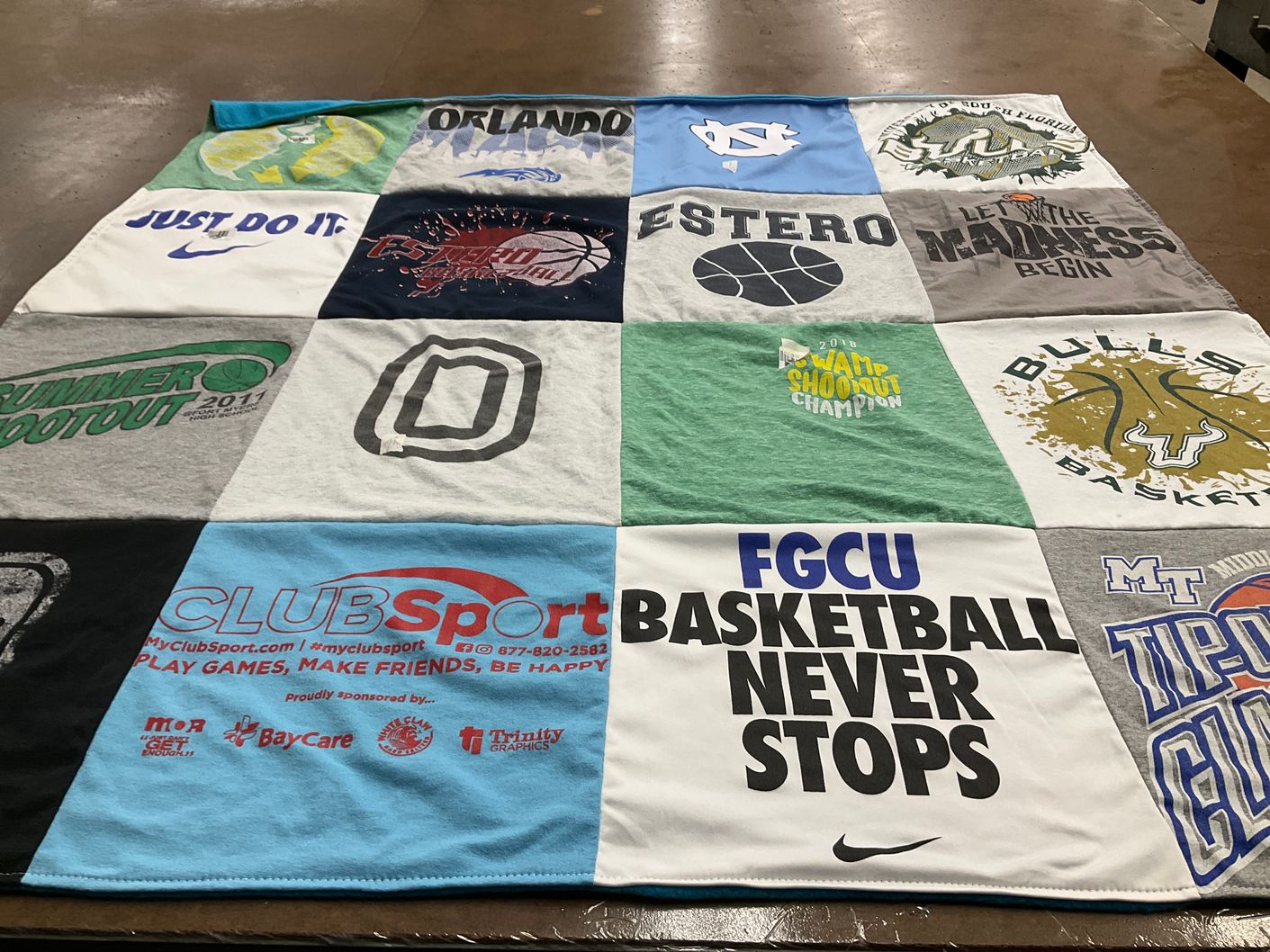 T-shirt quilt featuring university of south florida basketball, university of north carolina by Sonya from FL