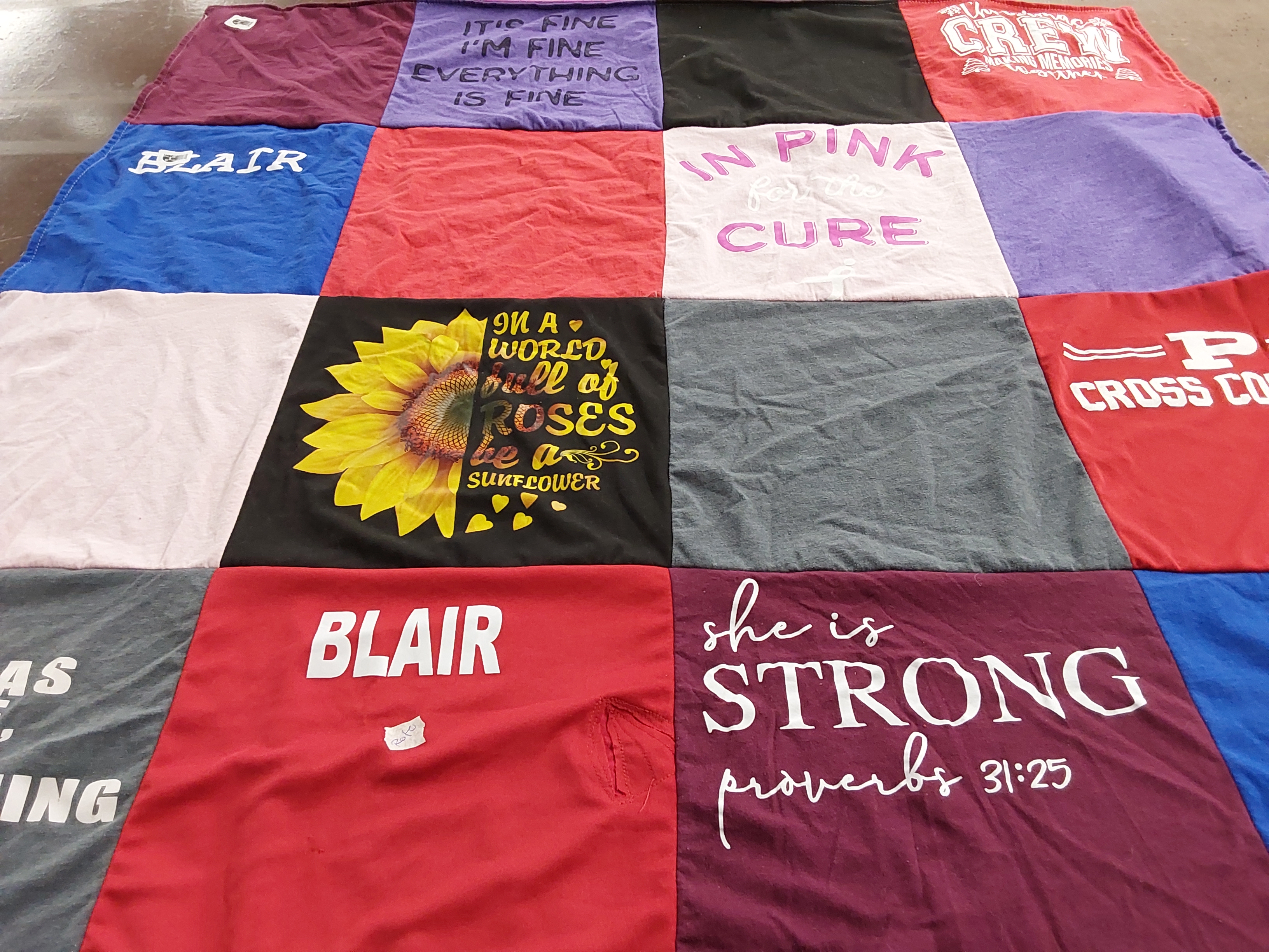 T-shirt quilt featuring cross country, crew team by Tabitha from WV