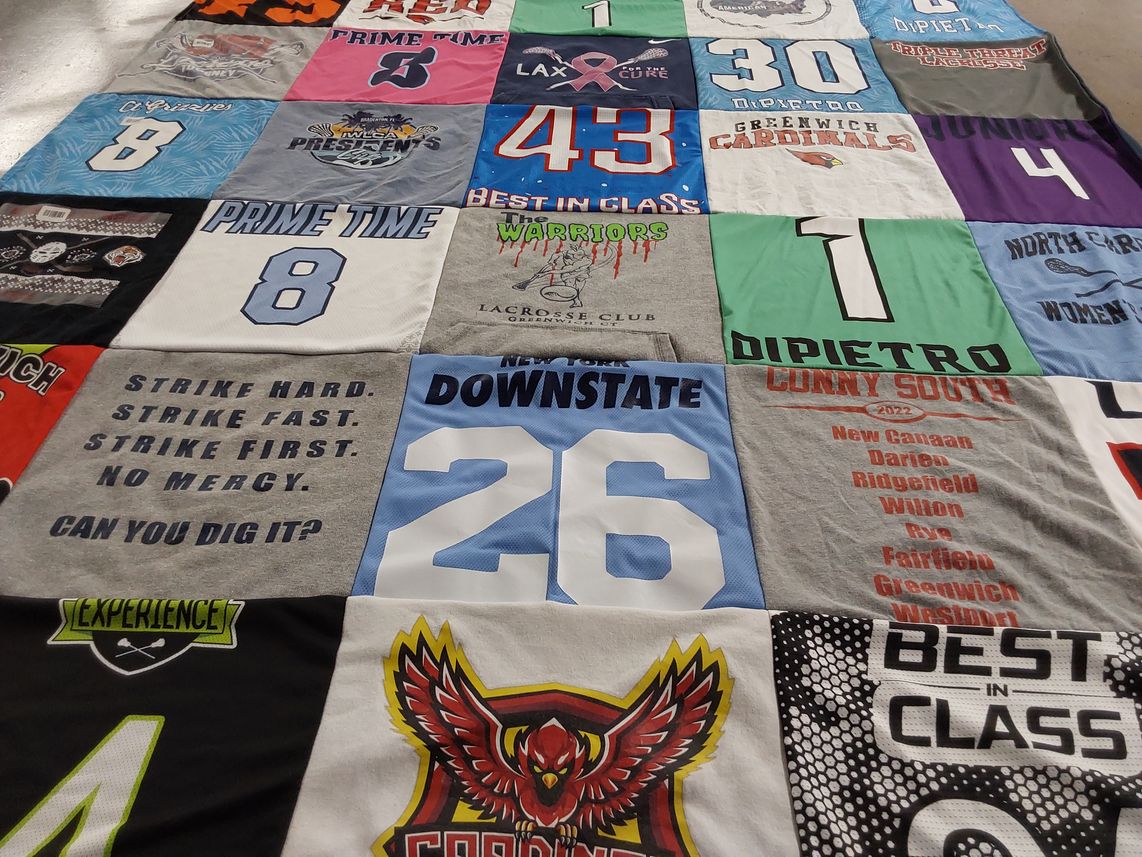 T-shirt quilt featuring greenwich cardinals by Merrill from CT
