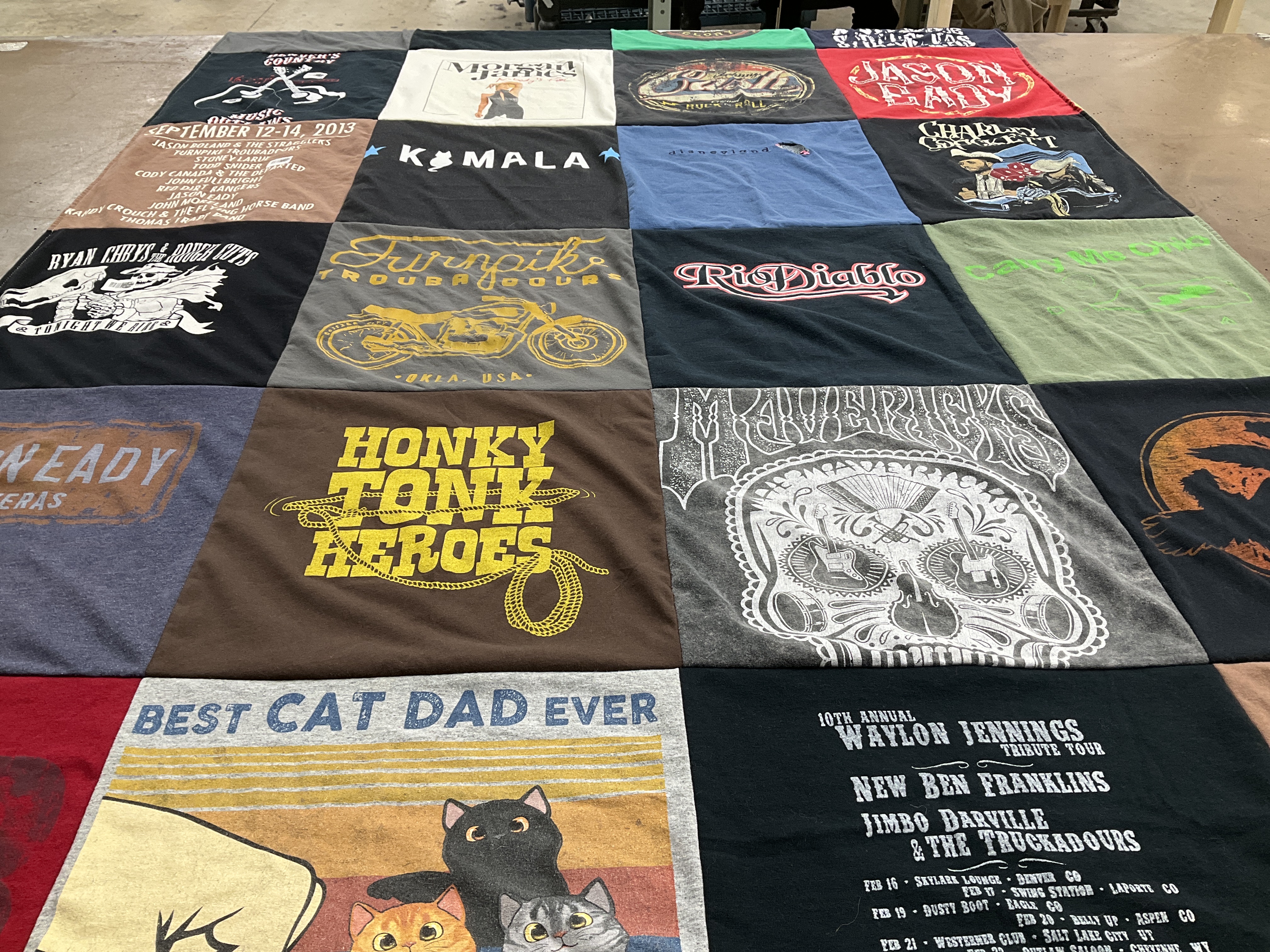 T-shirt quilt with music, cats themes by GENEVIEVE from CO