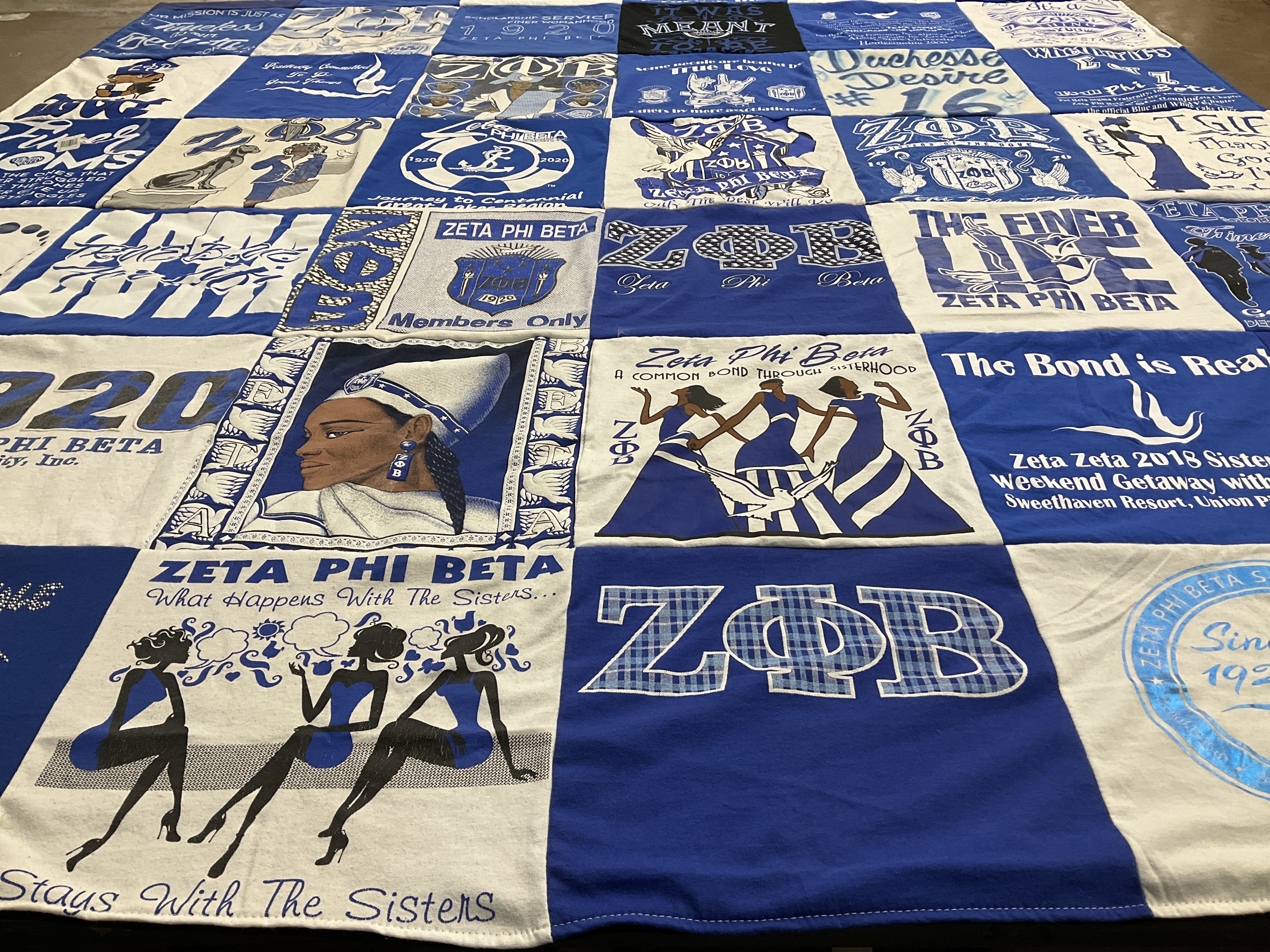 T-shirt quilt with sorority, sisterhood themes by Valerie from IN