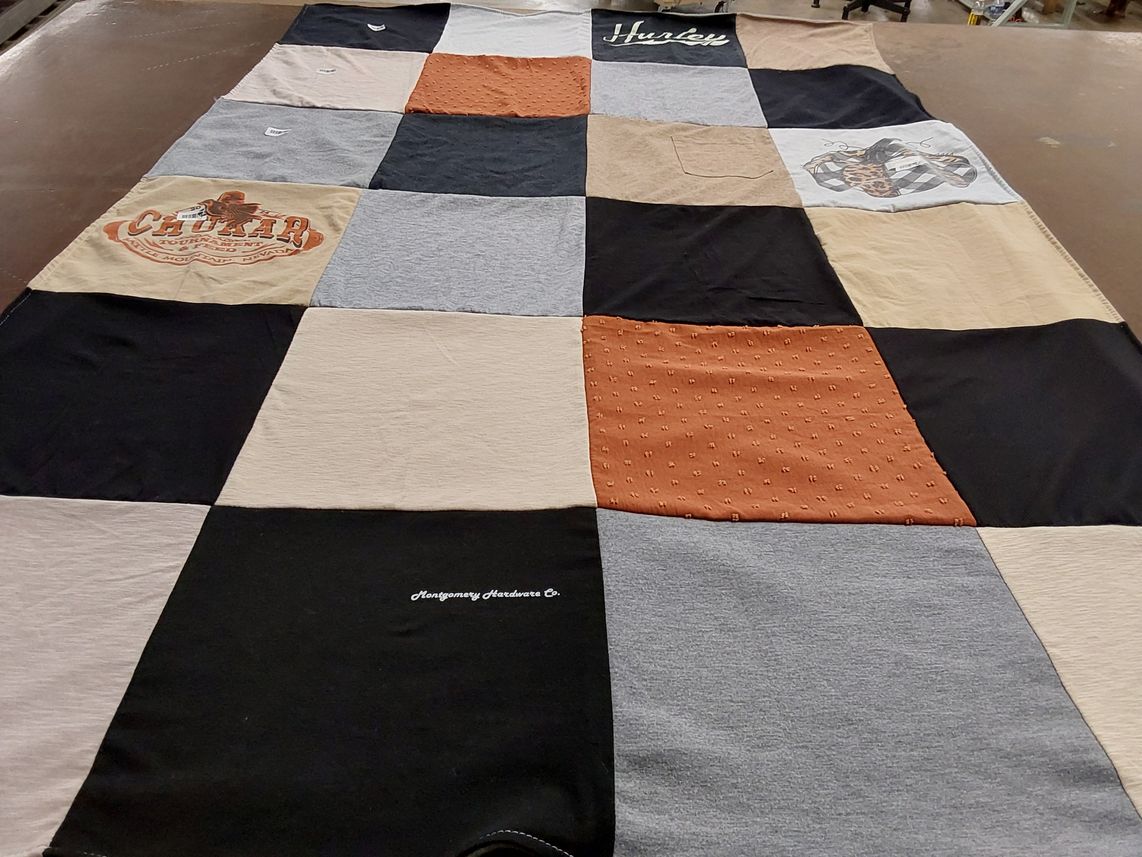 T-shirt quilt with sports, fashion themes by Lexi from CA