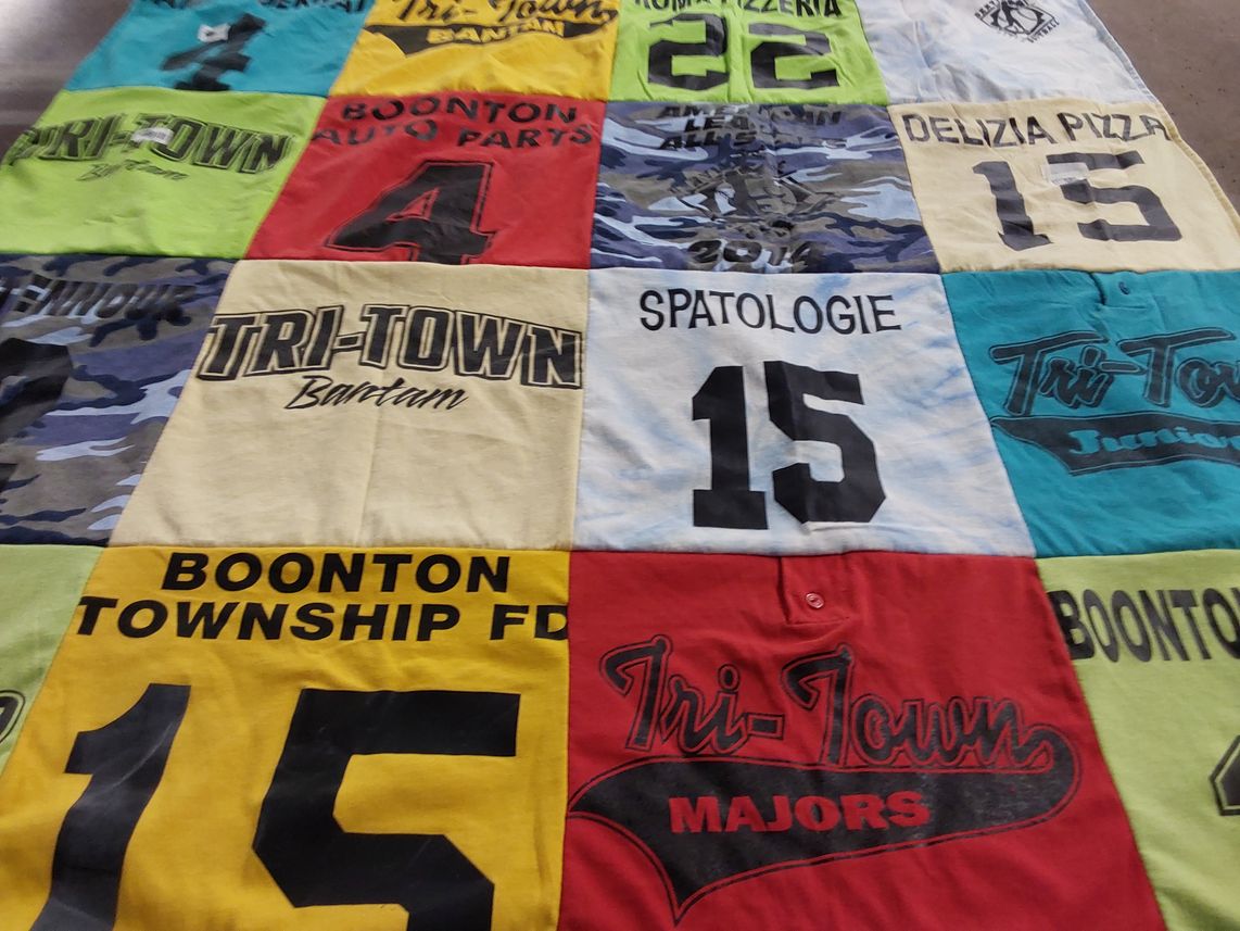 T-shirt quilt featuring tri-town jrs, tri-town majors by Lori from NJ