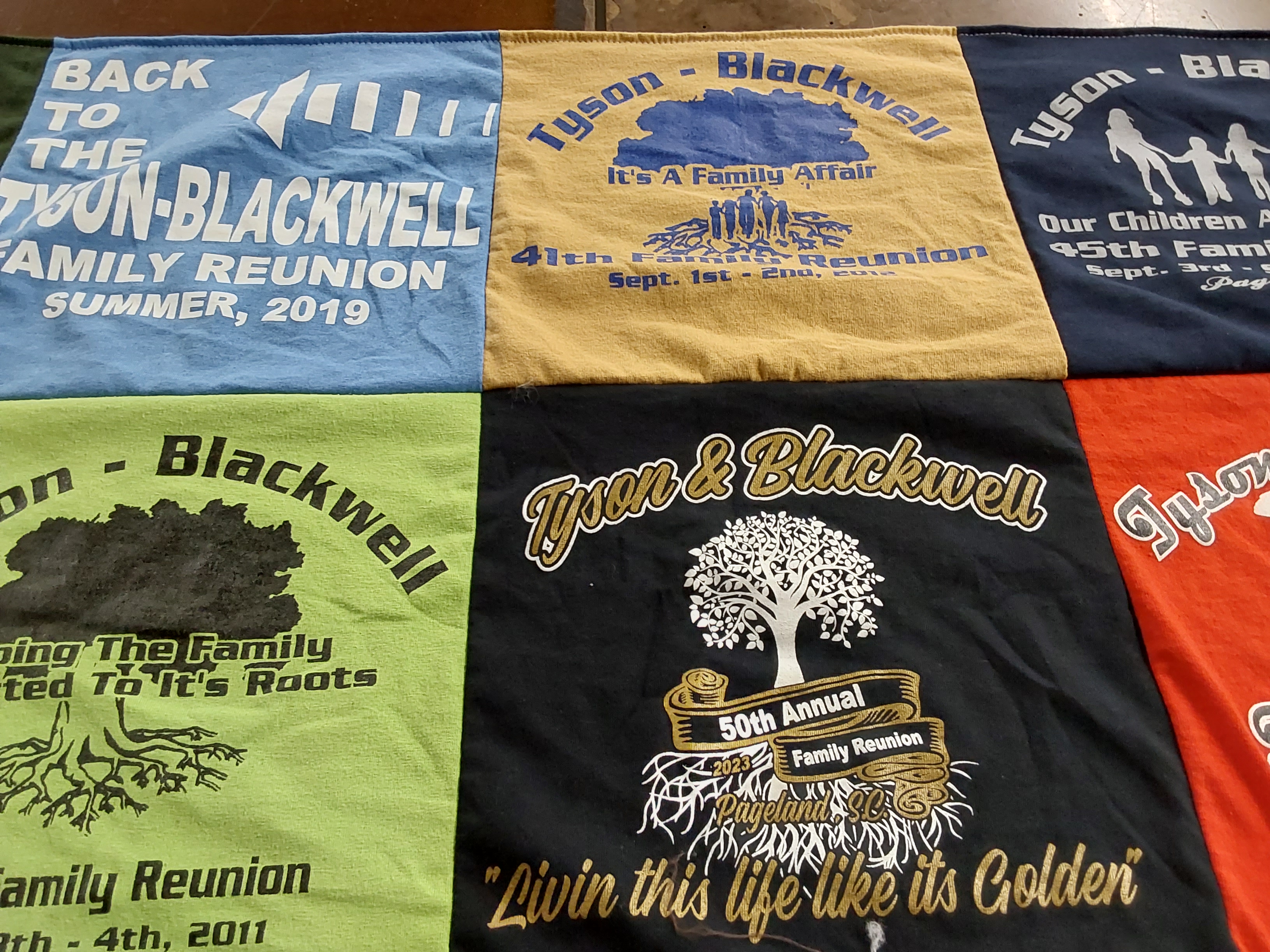 T-shirt quilt with family gatherings, reunions themes by Carty from VA