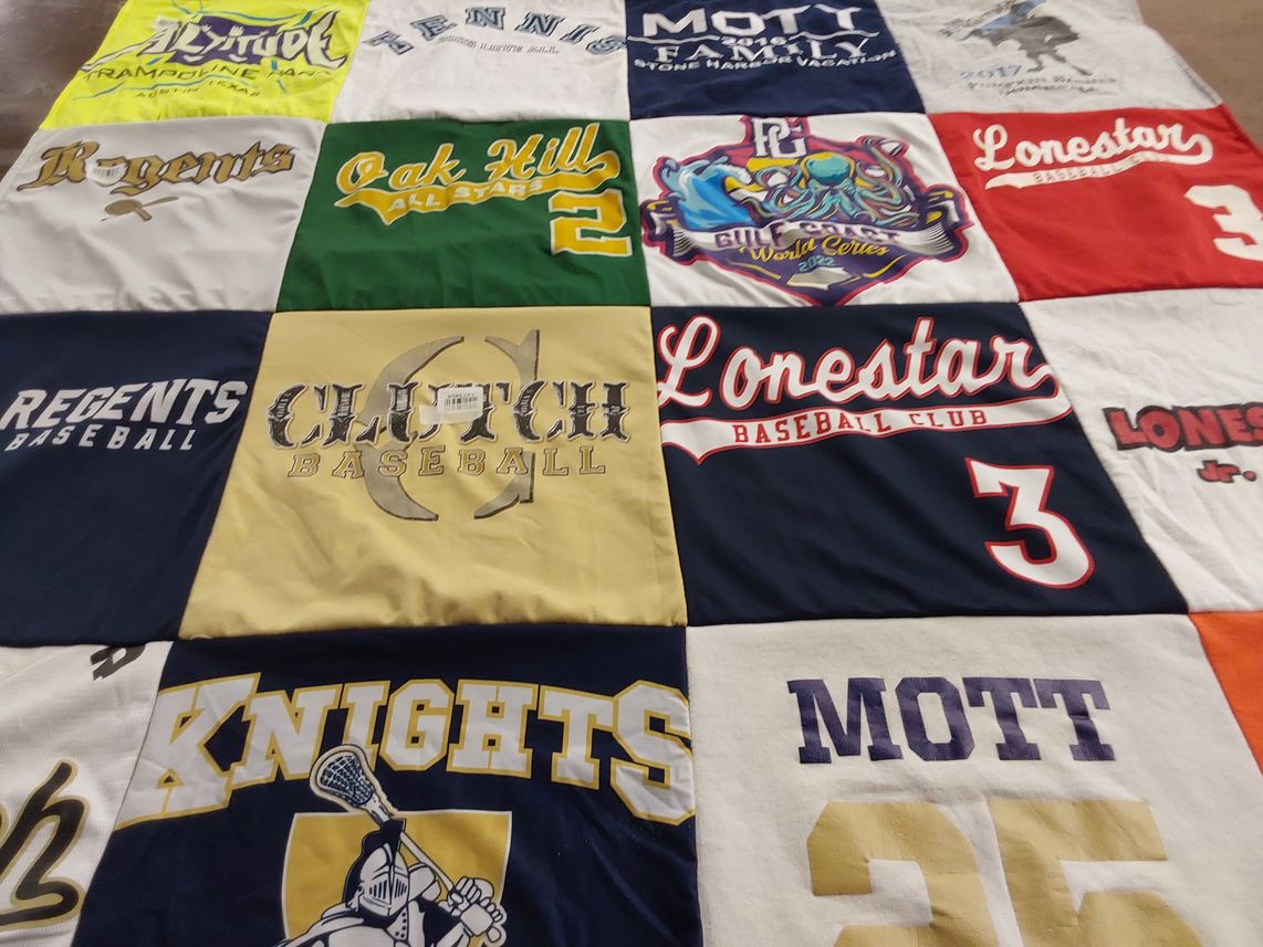 T-shirt quilt featuring lonestar baseball club, regents baseball by kathryn from TX
