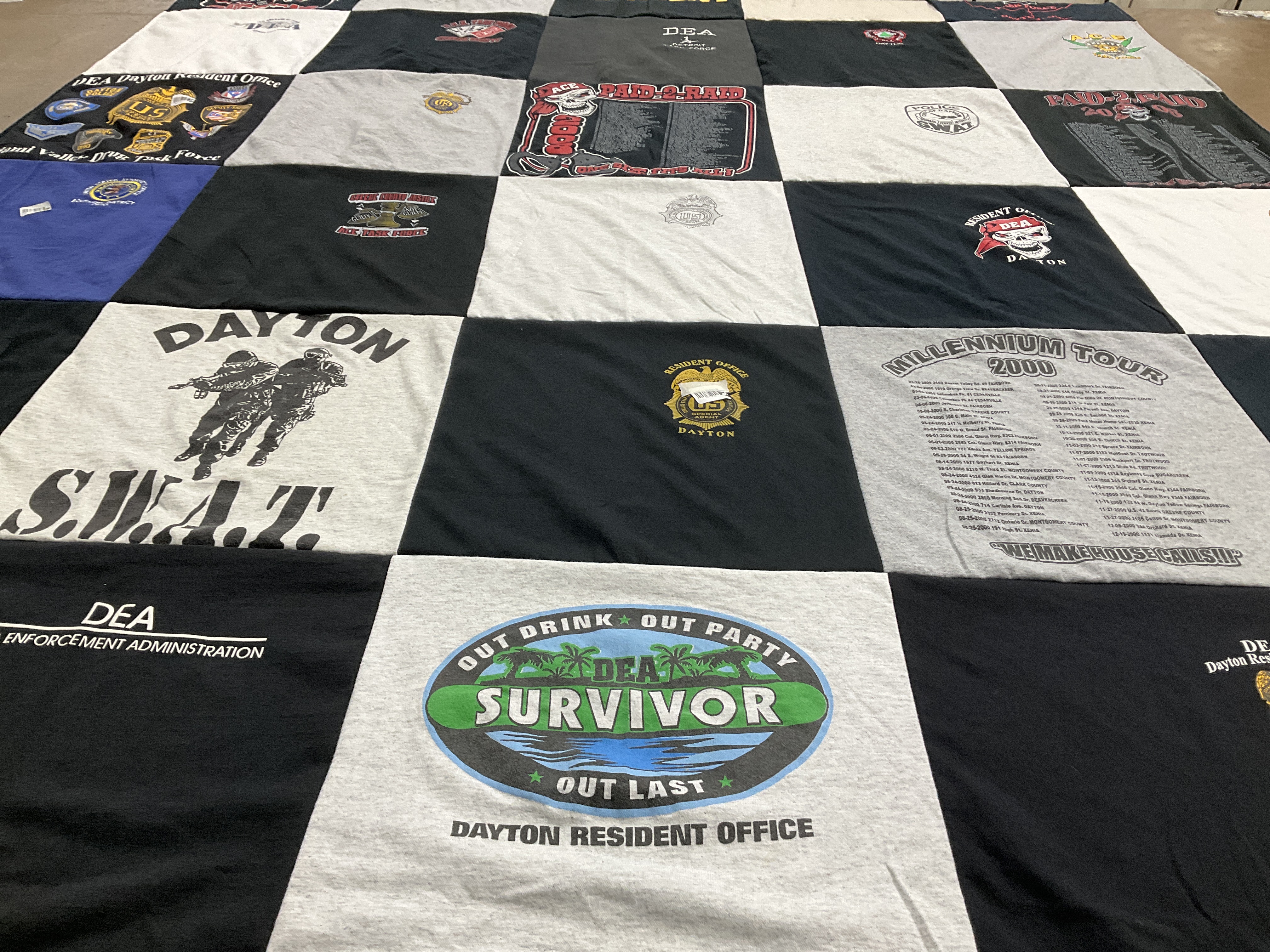 T-shirt quilt with law enforcement, community service themes by Lauren from OH