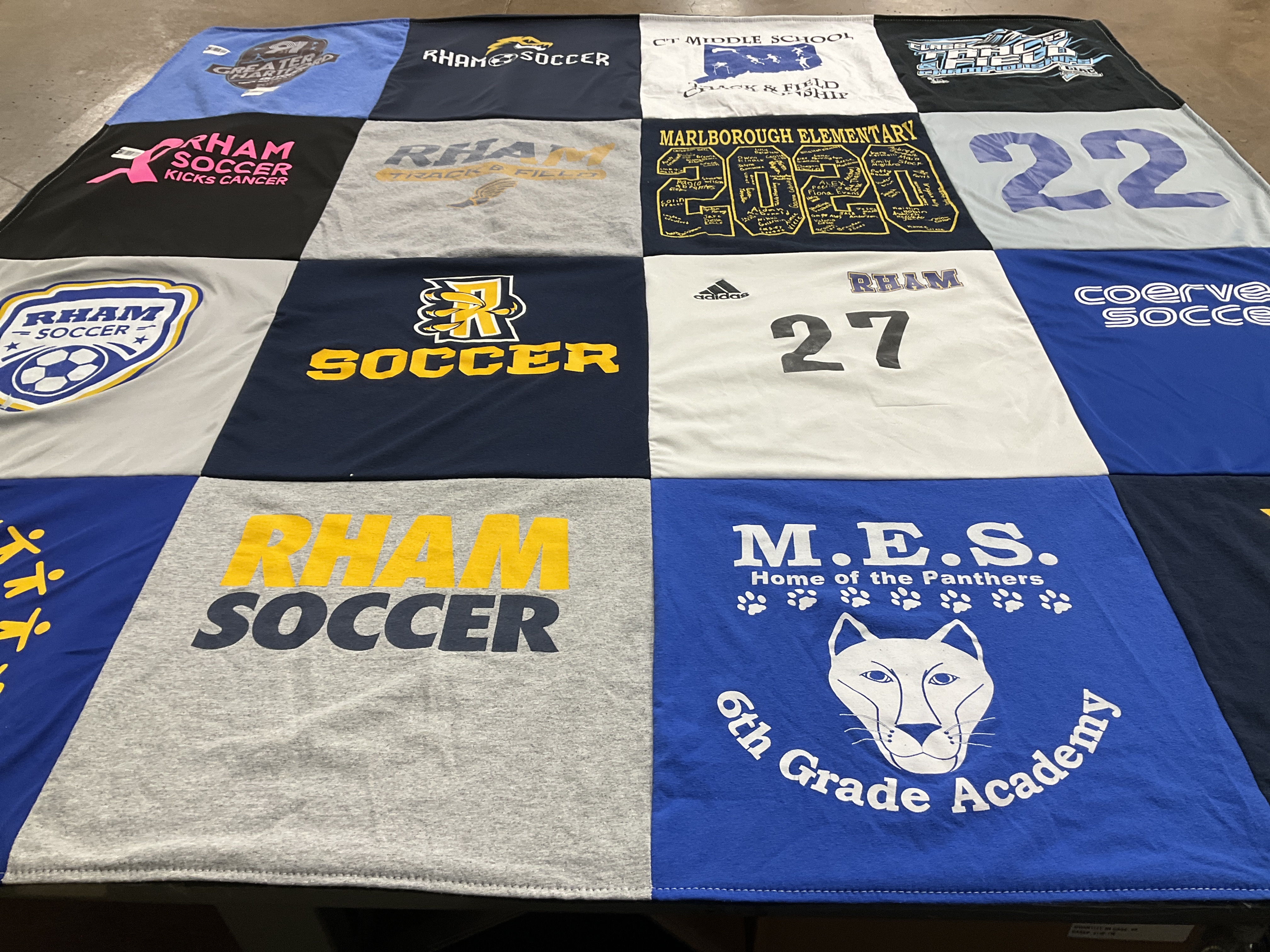 T-shirt quilt featuring rham soccer by Traci from CT