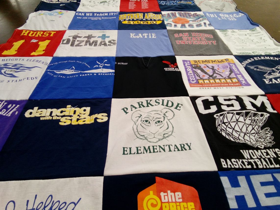 T-shirt quilt from san diego state university, parkside elementary school by Kim from CA