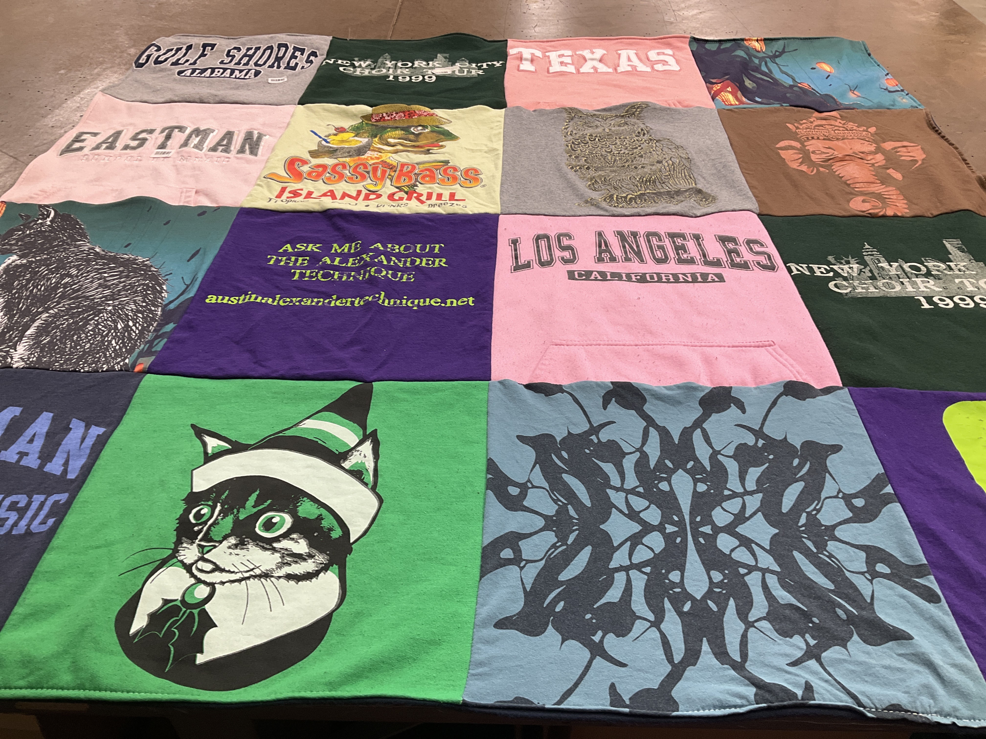 T-shirt quilt with music themes by Lucinda from TX