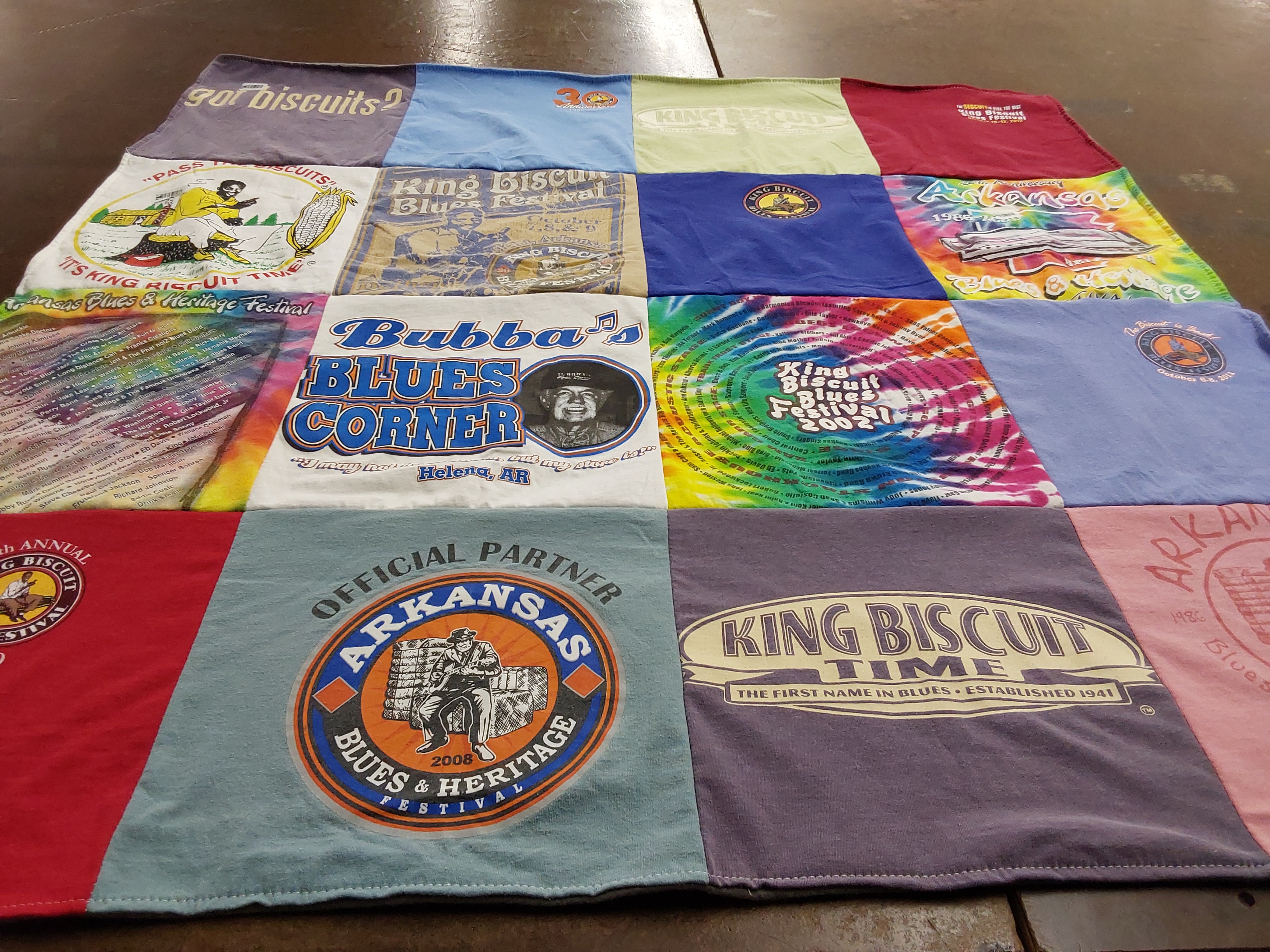 T-shirt quilt with blues music, festivals themes by Nita from TN
