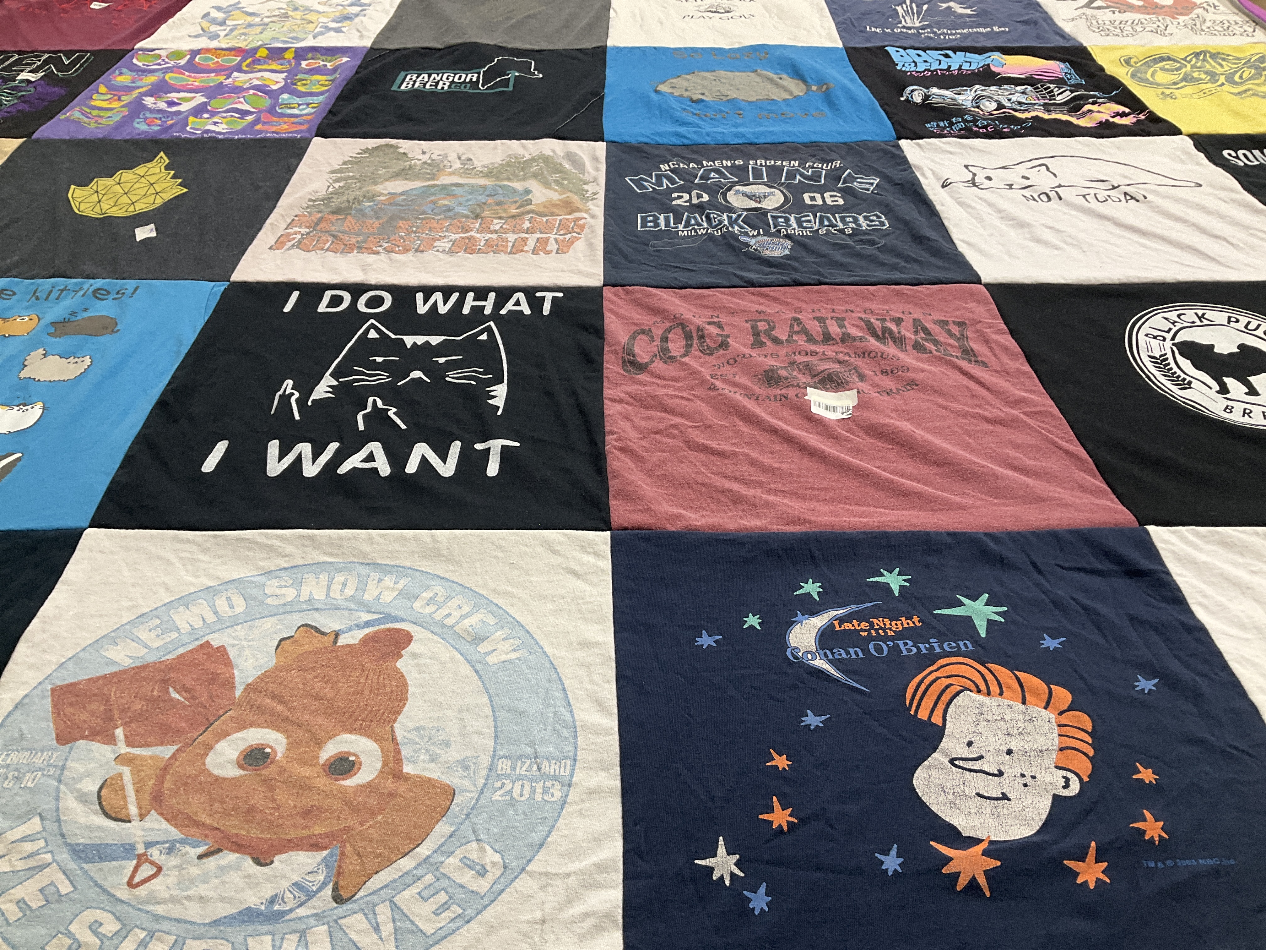 T-shirt quilt featuring black bears by Rebecca from NH