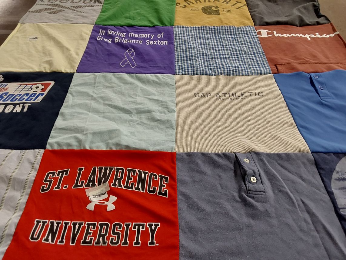 T-shirt quilt featuring st. lawrence university team by Holli from VT
