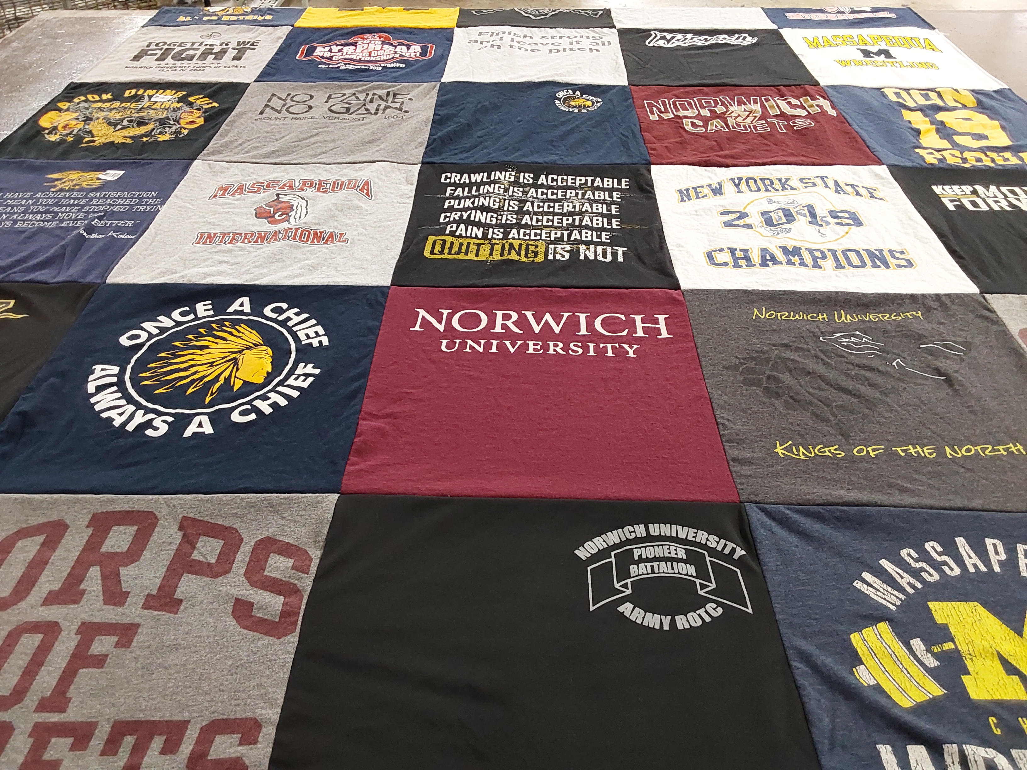T-shirt quilt from norwich university by Judyanne from NY