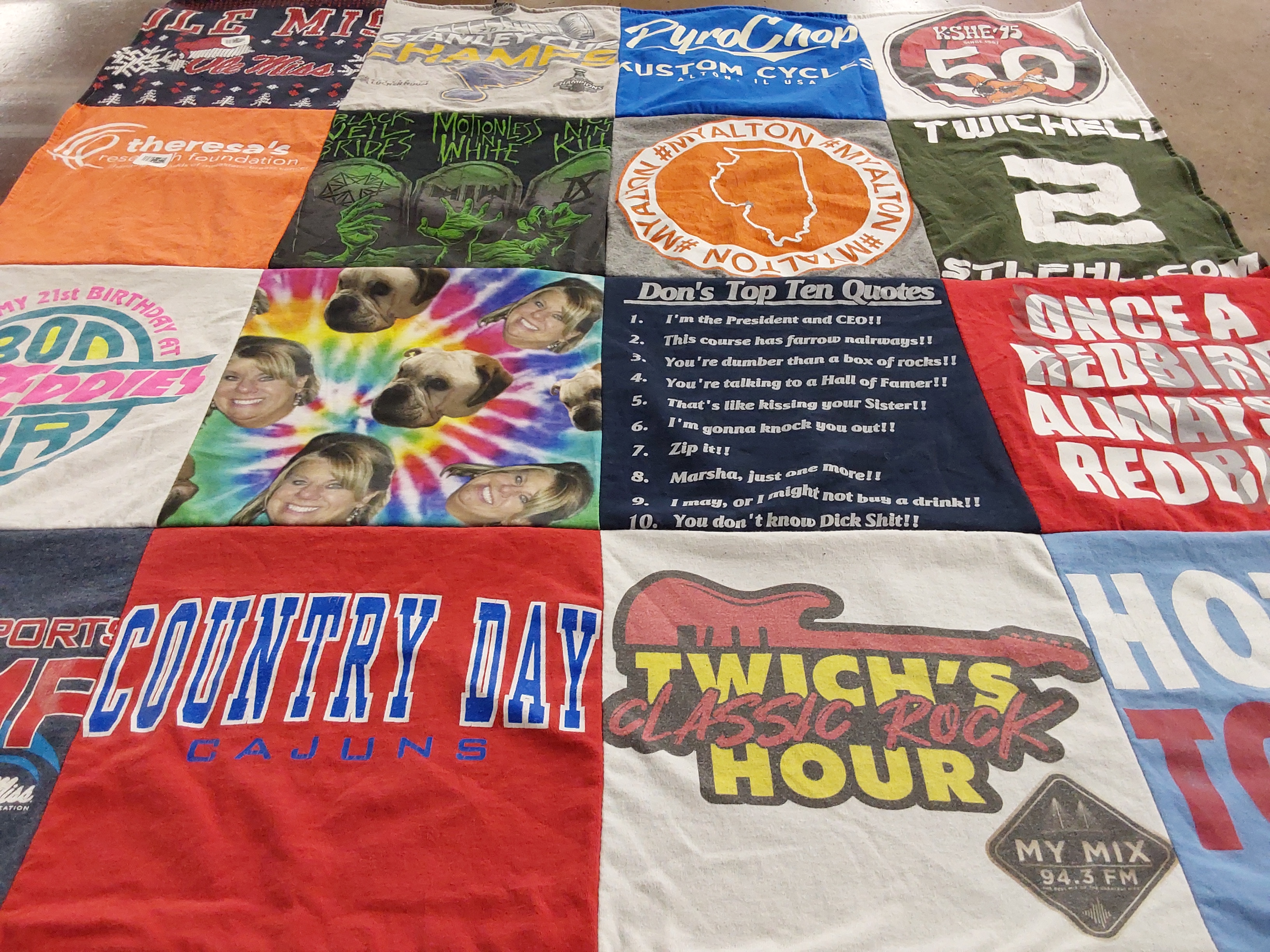 T-shirt quilt from country day school by Kara from IL