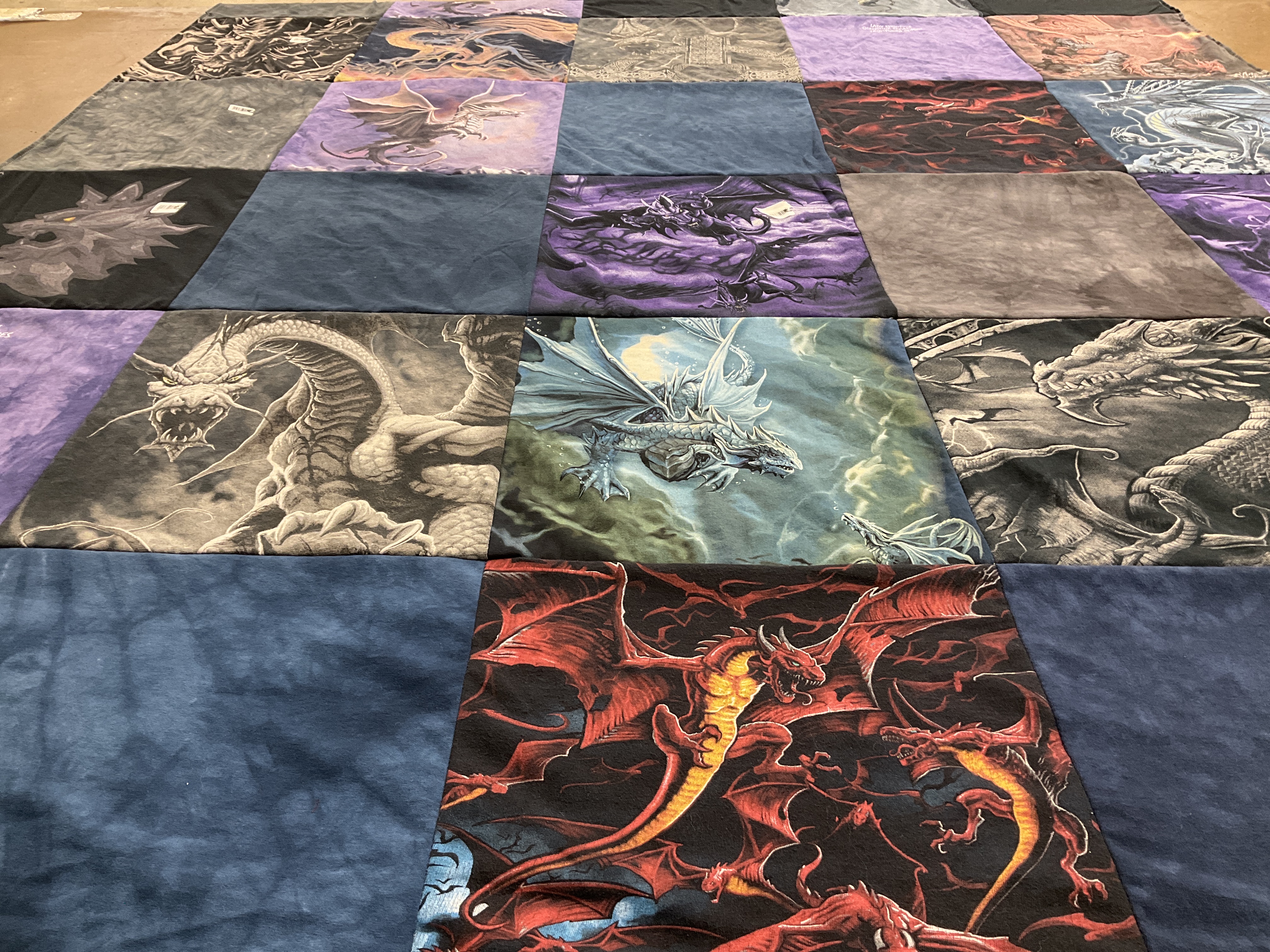 T-shirt quilt with fantasy themes by Rachel from PA