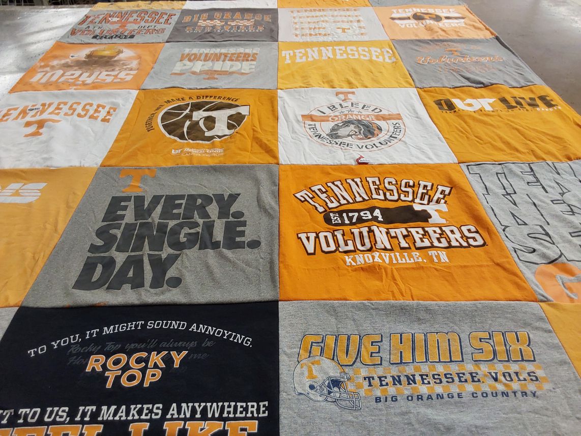 T-shirt quilt featuring tennessee volunteers men's football team by Leslie from TN